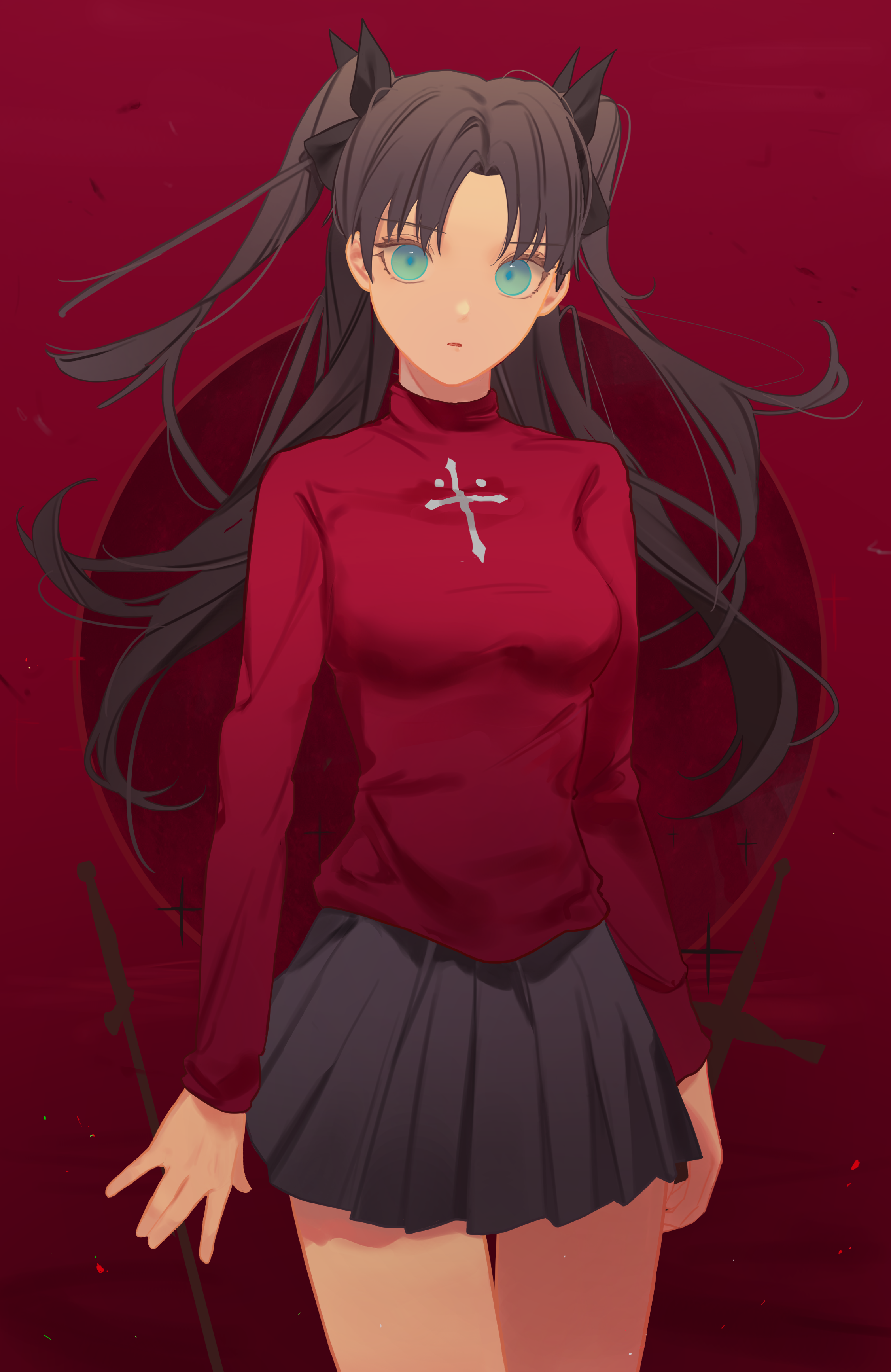 Tohsaka Rin from Fate/Stay Night fan art HD Phone Wallpaper