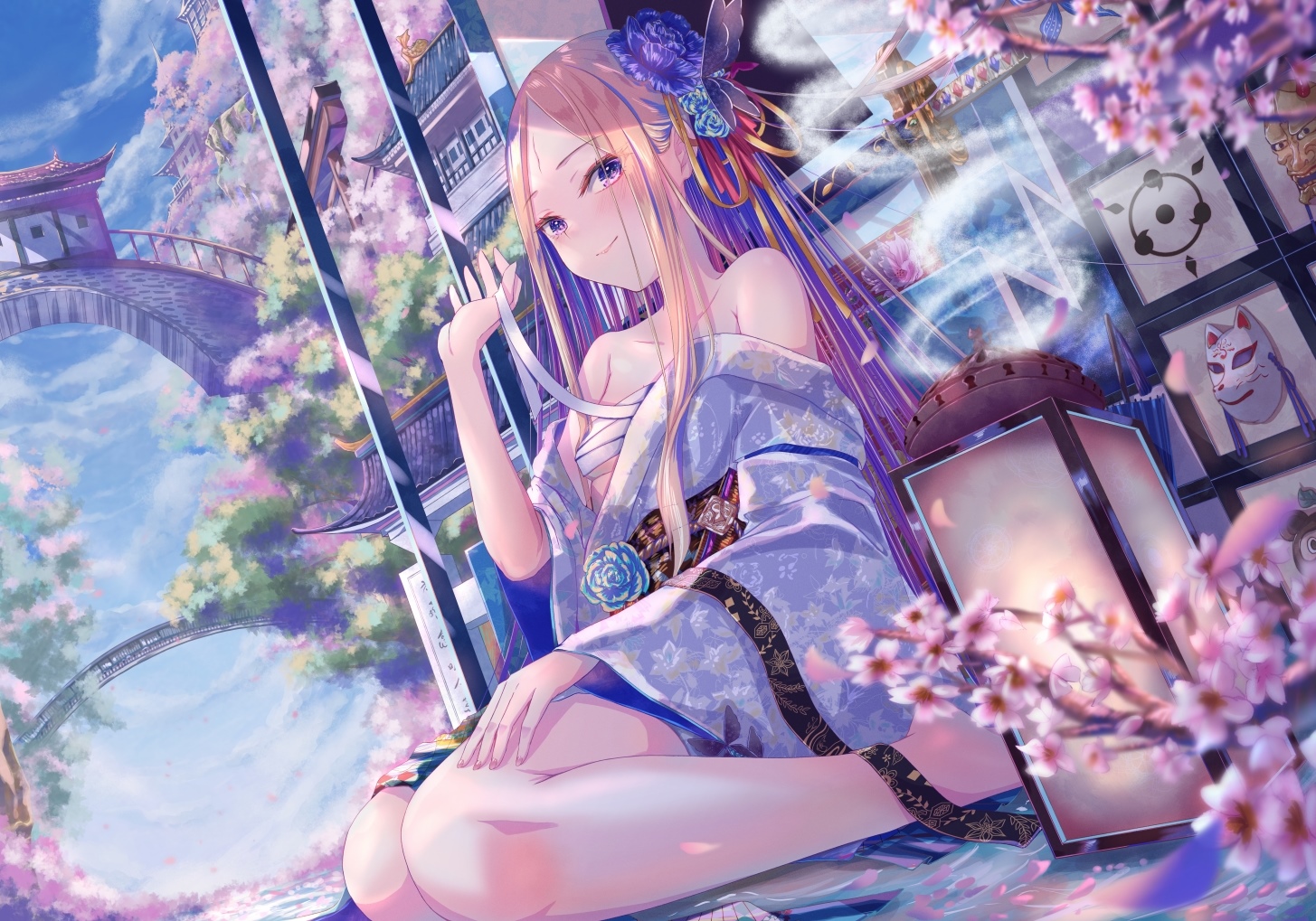 Abigail Williams in a Japanese Garden HD Wallpaper