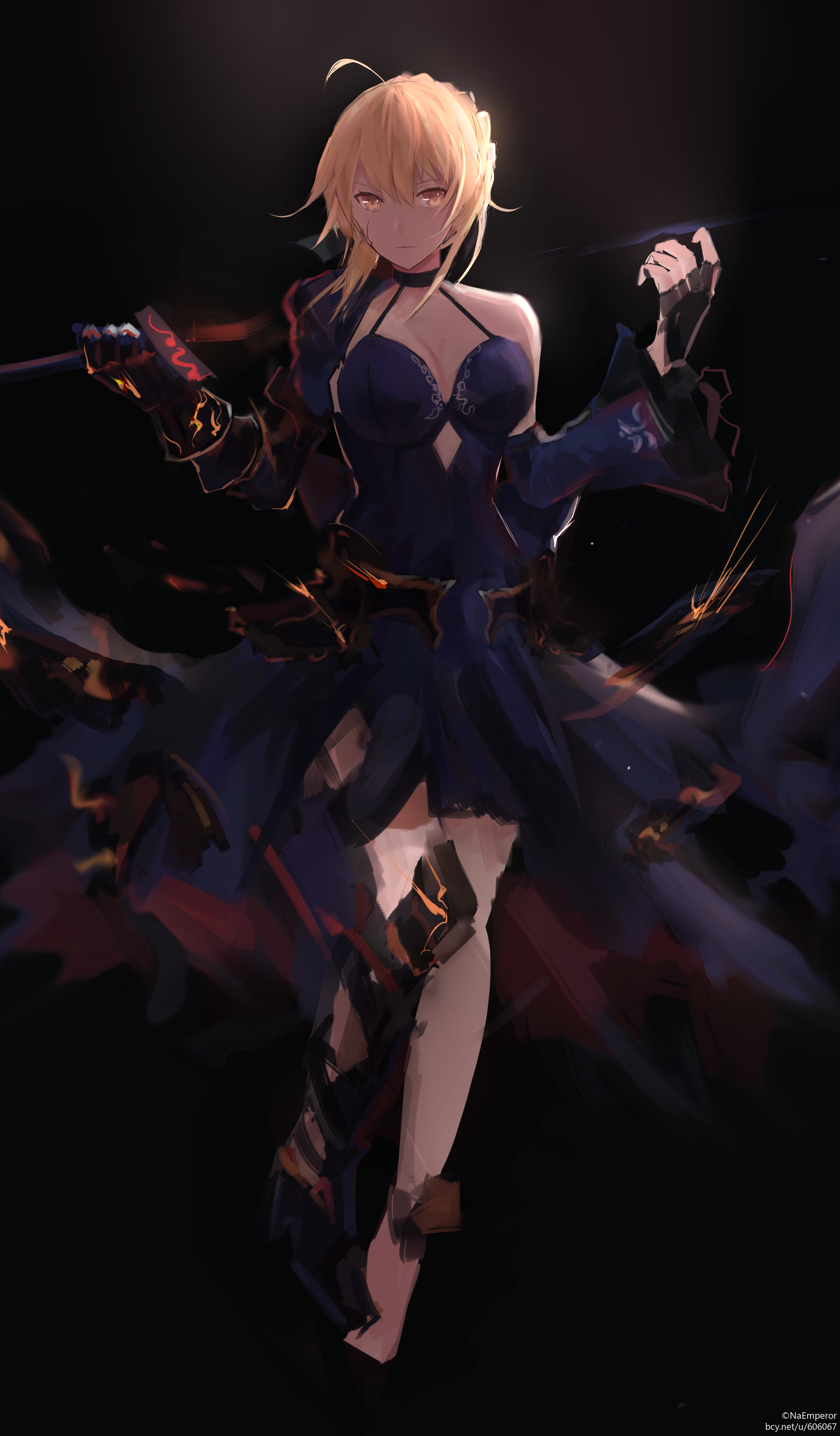 Saber Alter from Fate/Grand Order in a dark dress HD Phone Wallpaper