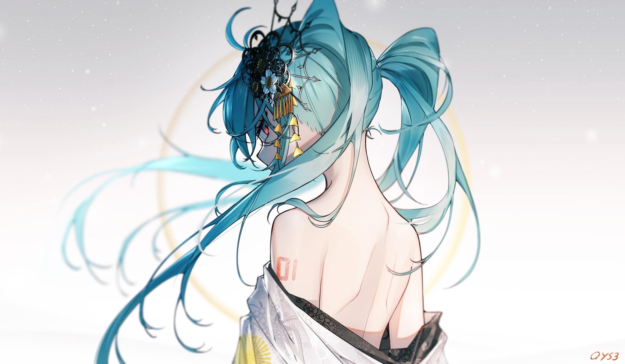 Hatsune Miku with Blue Twintails and Traditional Japanese Attire HD Wallpaper