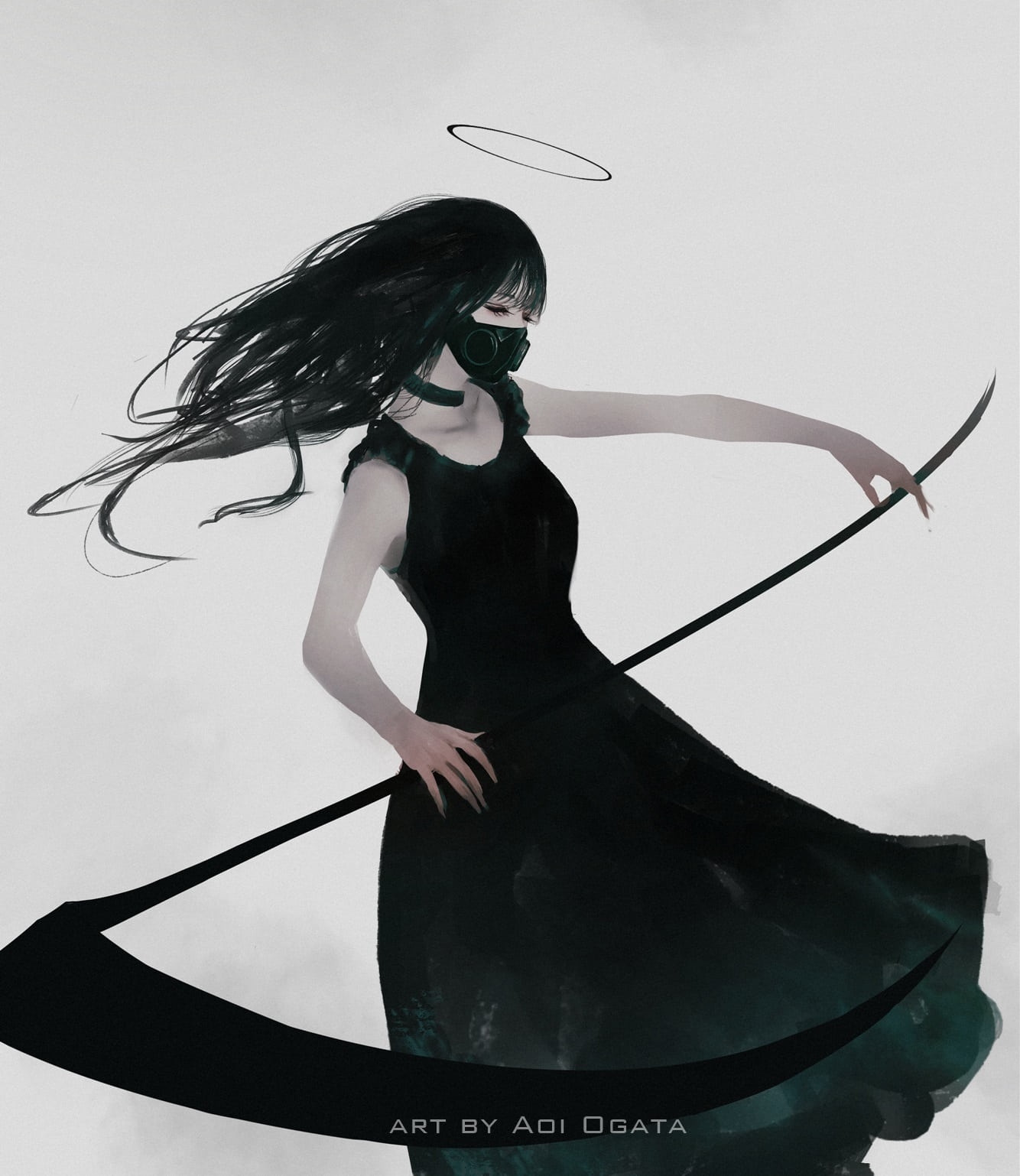 Aoi Ogata's Grim Reaper Girl with Scythe HD Phone Wallpaper