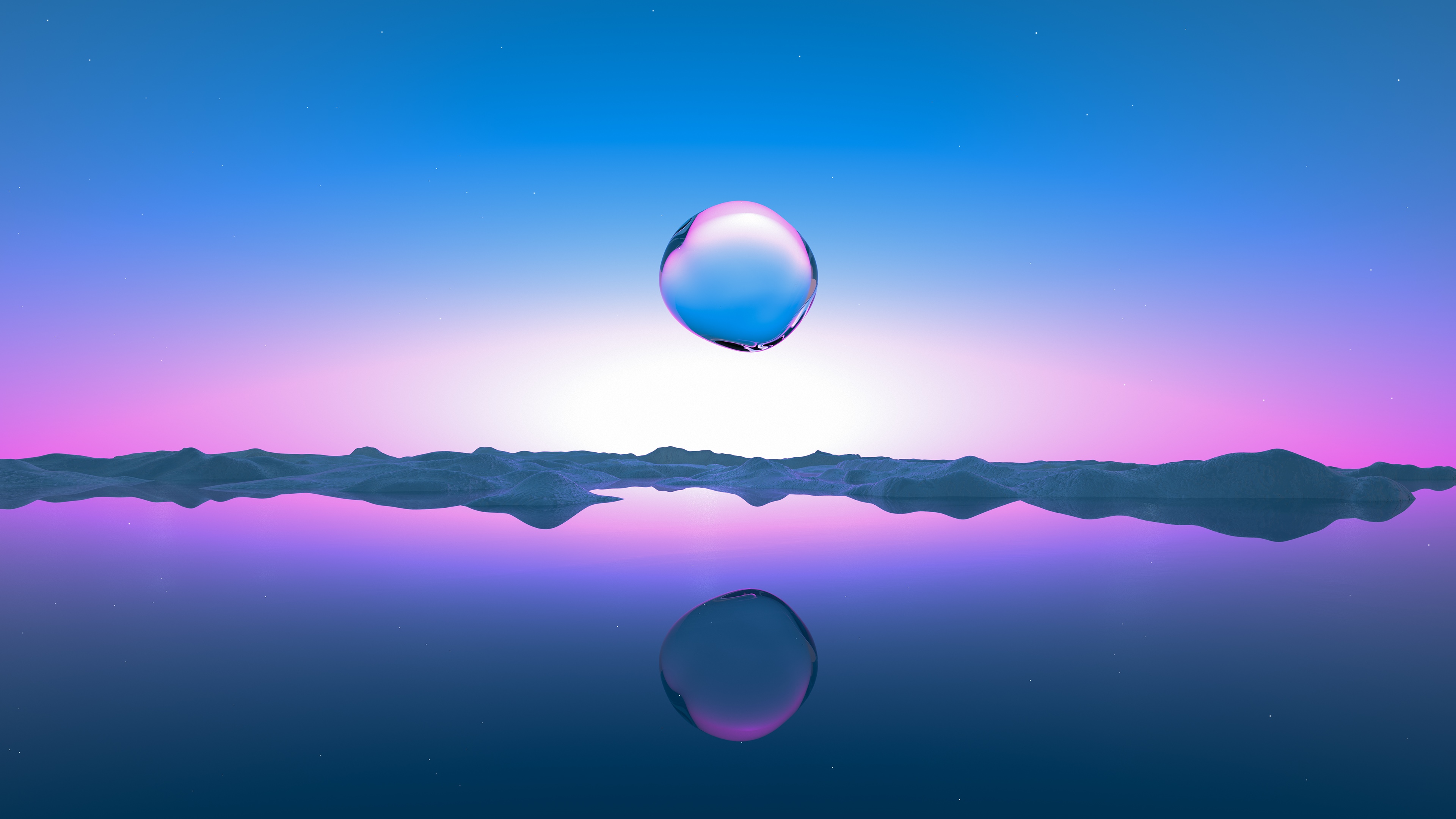 4K Abstract Landscape with Water Drops and Stars HD Wallpaper