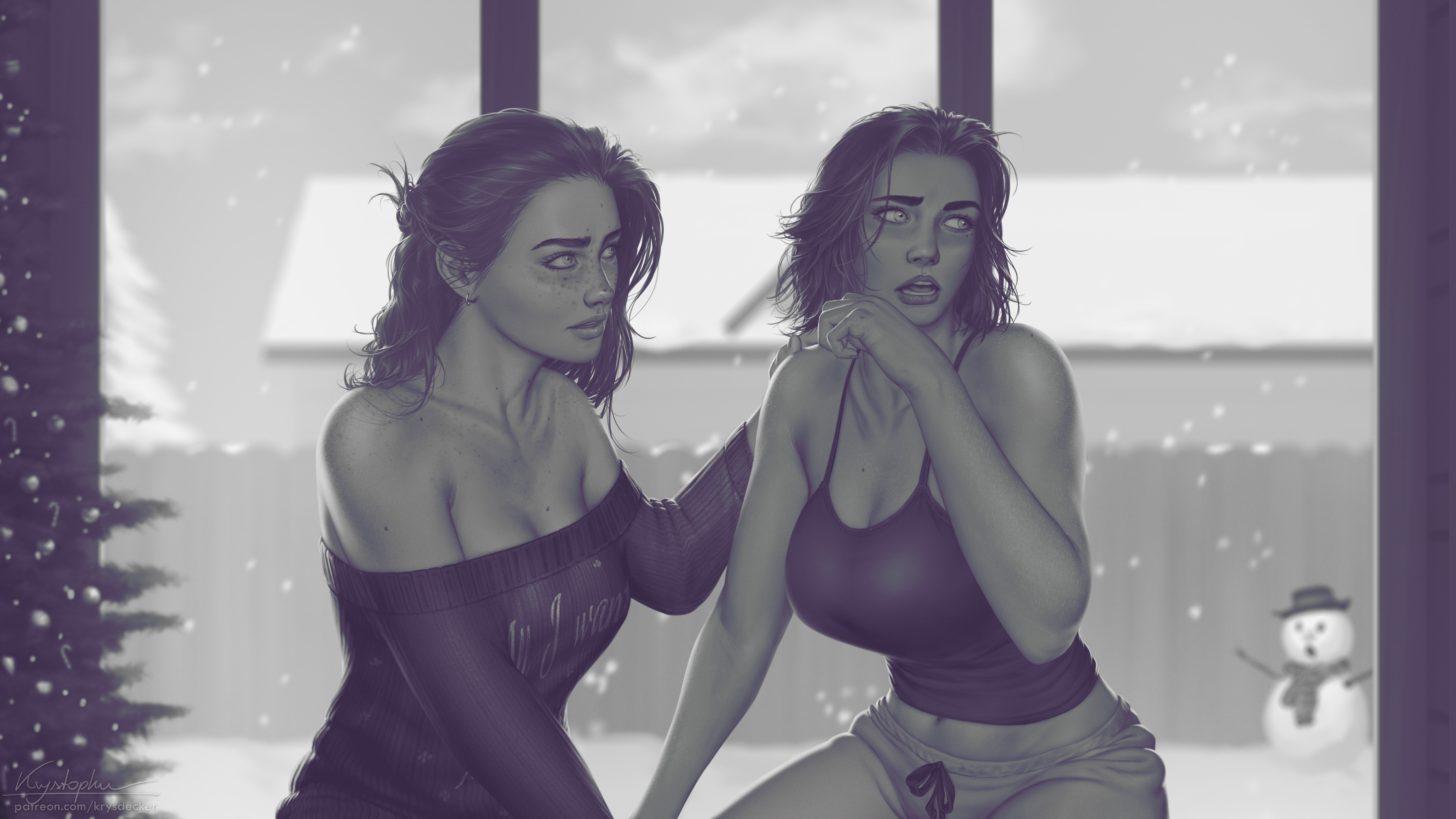 4K drawing of Iris and Maya by Krys Decker HD Wallpaper