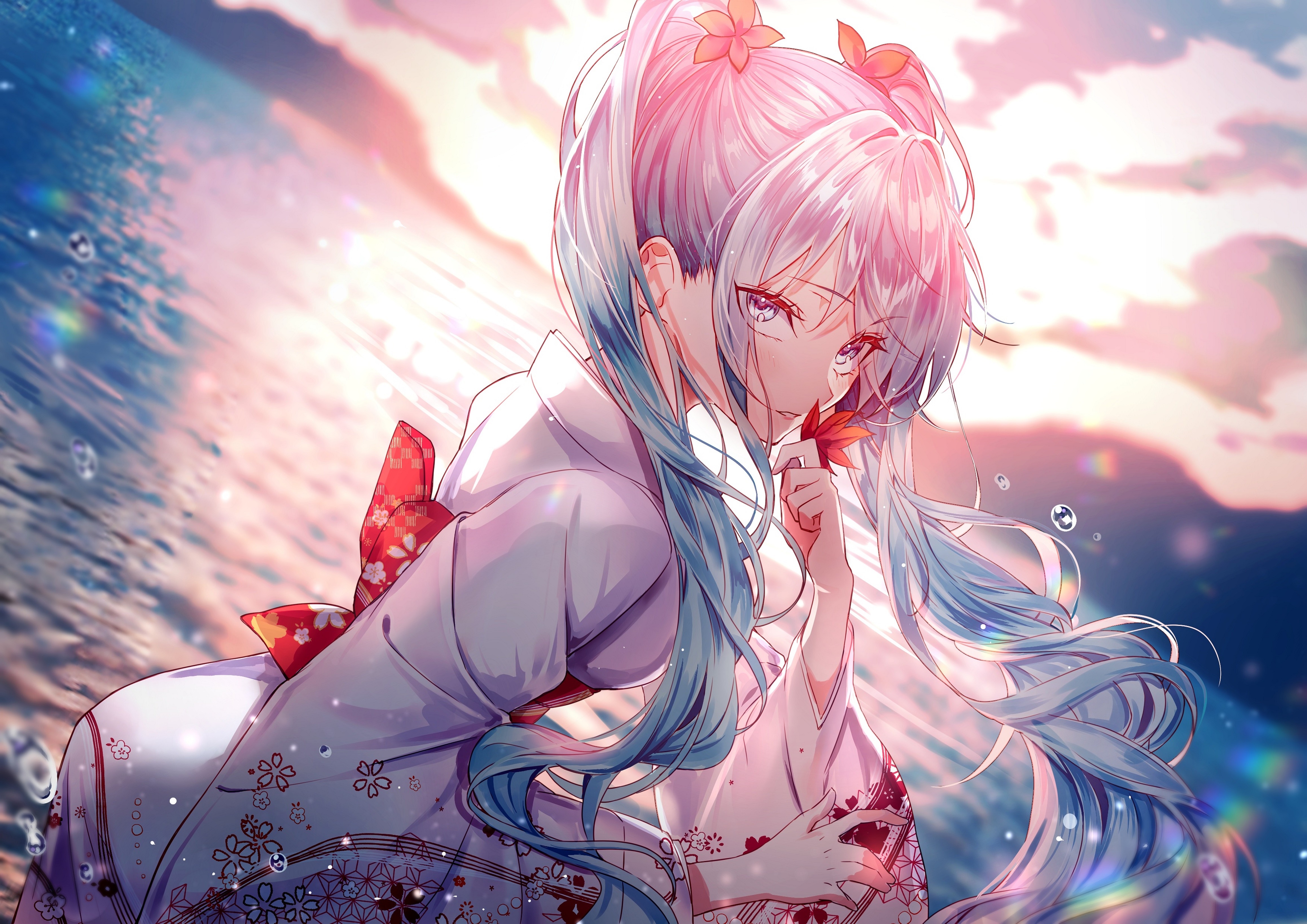 4K Hatsune Miku in Japanese Clothes HD Wallpaper