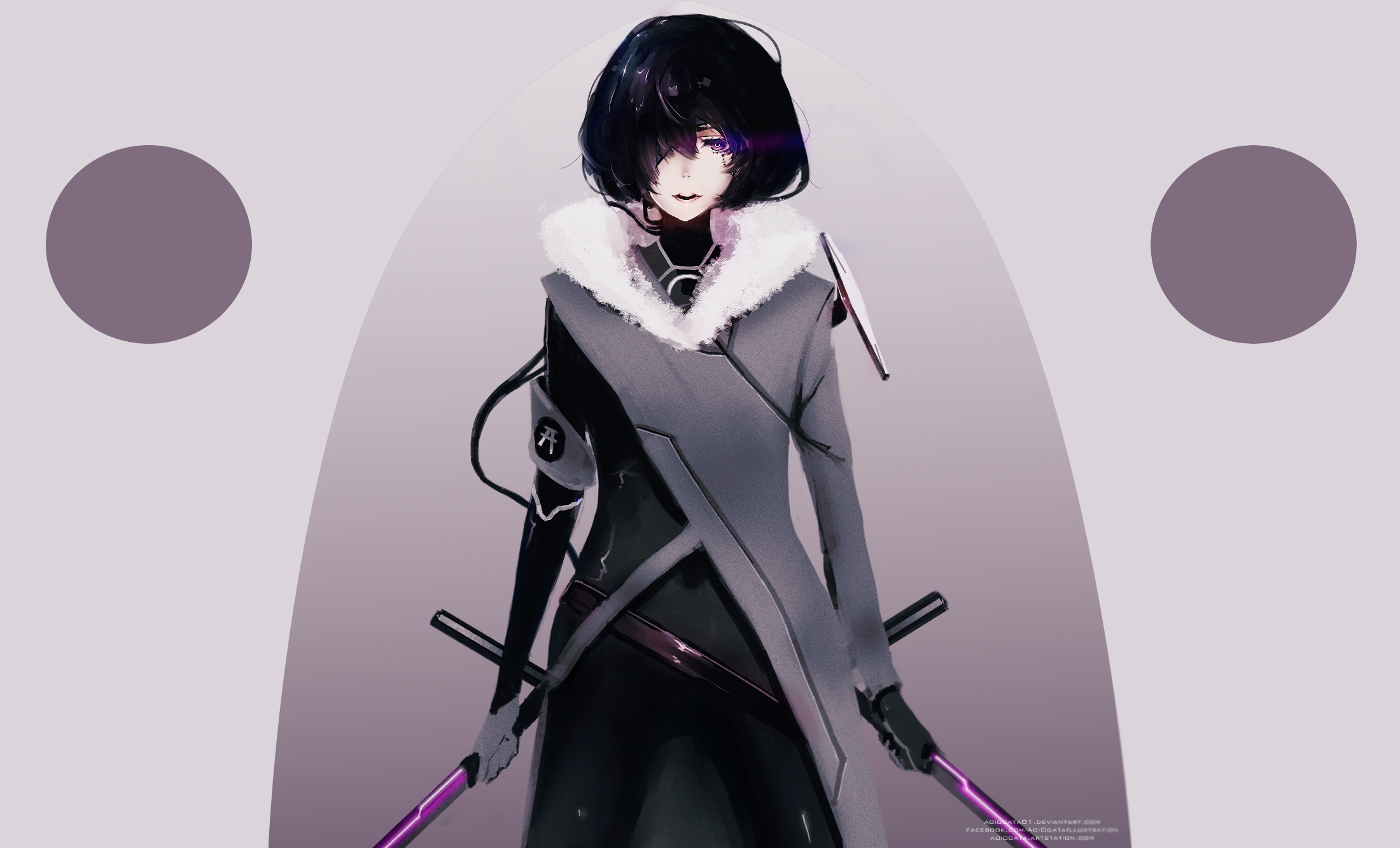 Aoi Ogata Original Character with Swords HD Wallpaper