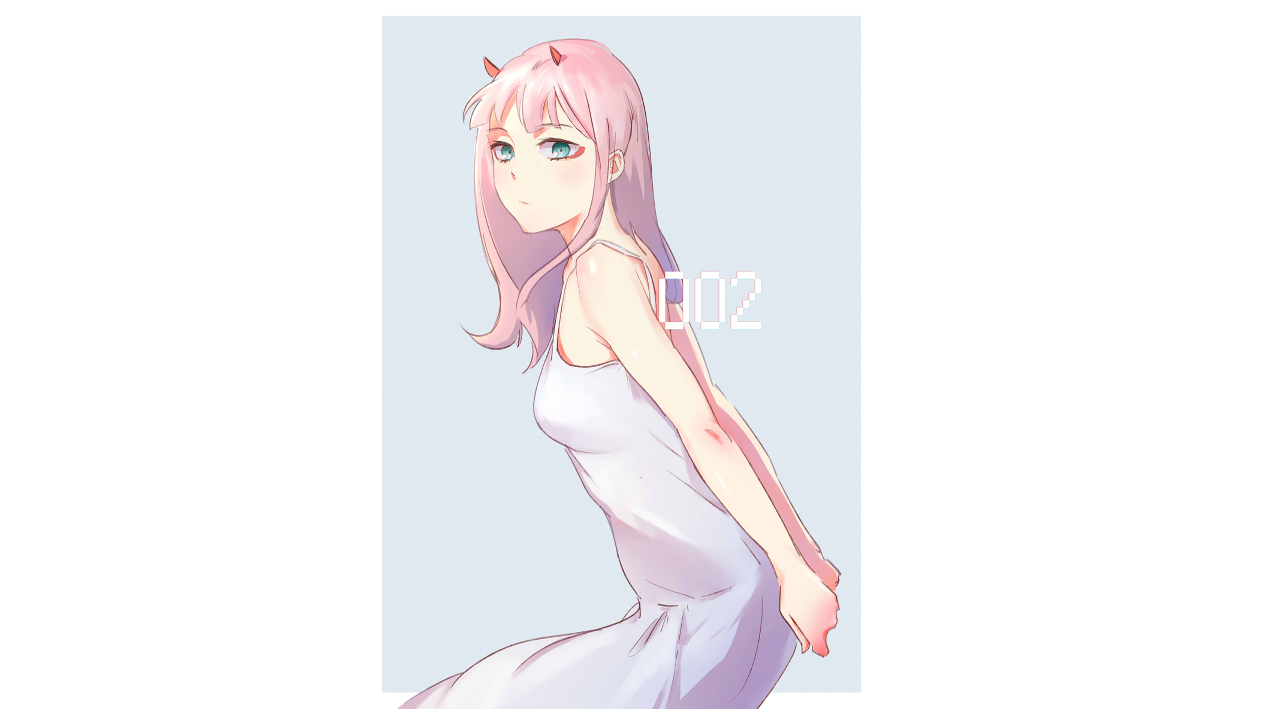 Zero Two in a white dress HD Wallpaper