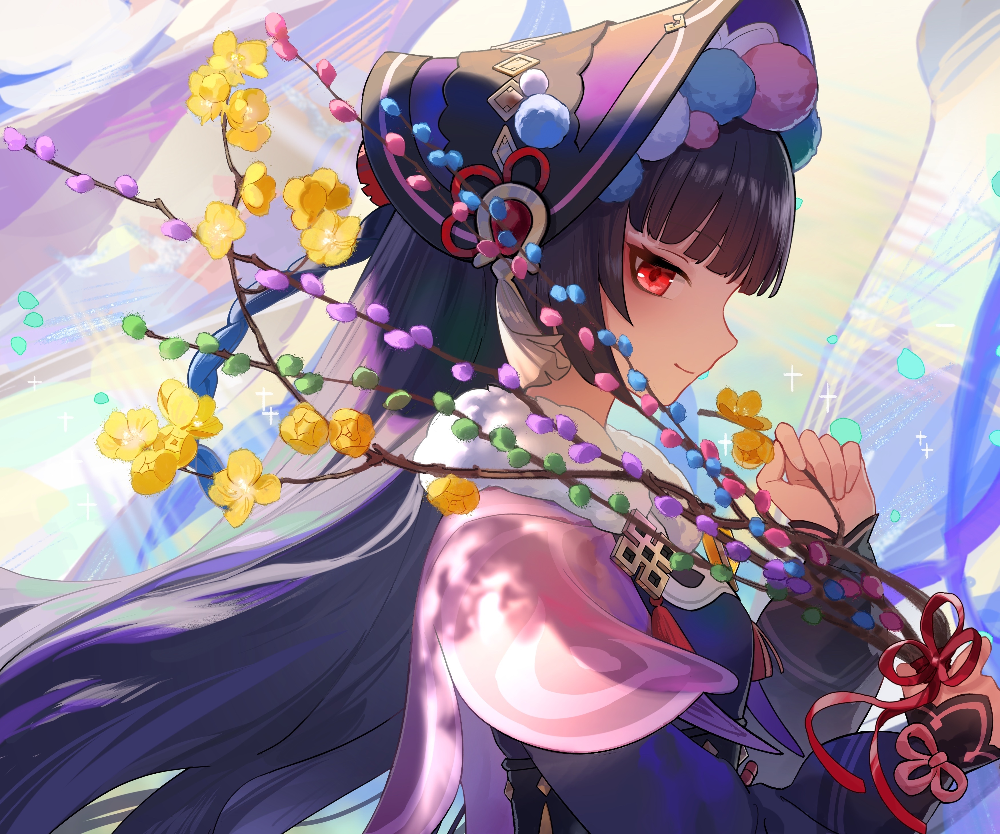 Genshin Impact Yun Jin holding flowers HD Wallpaper