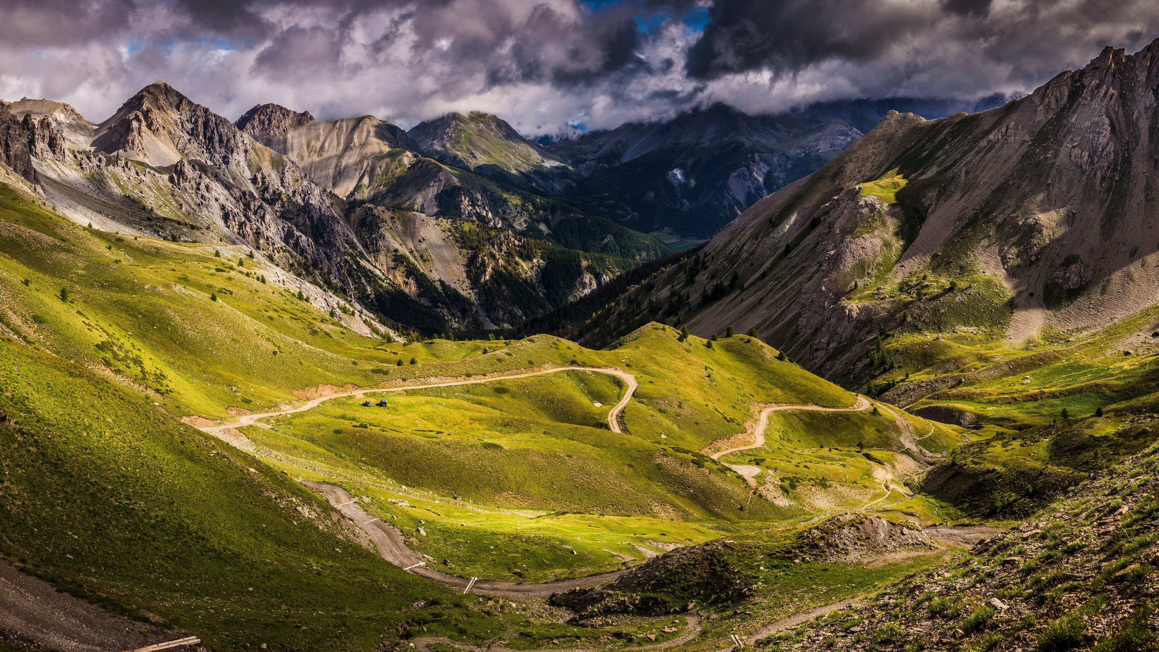4K Mountain Landscape with Winding Road in France HD Wallpaper