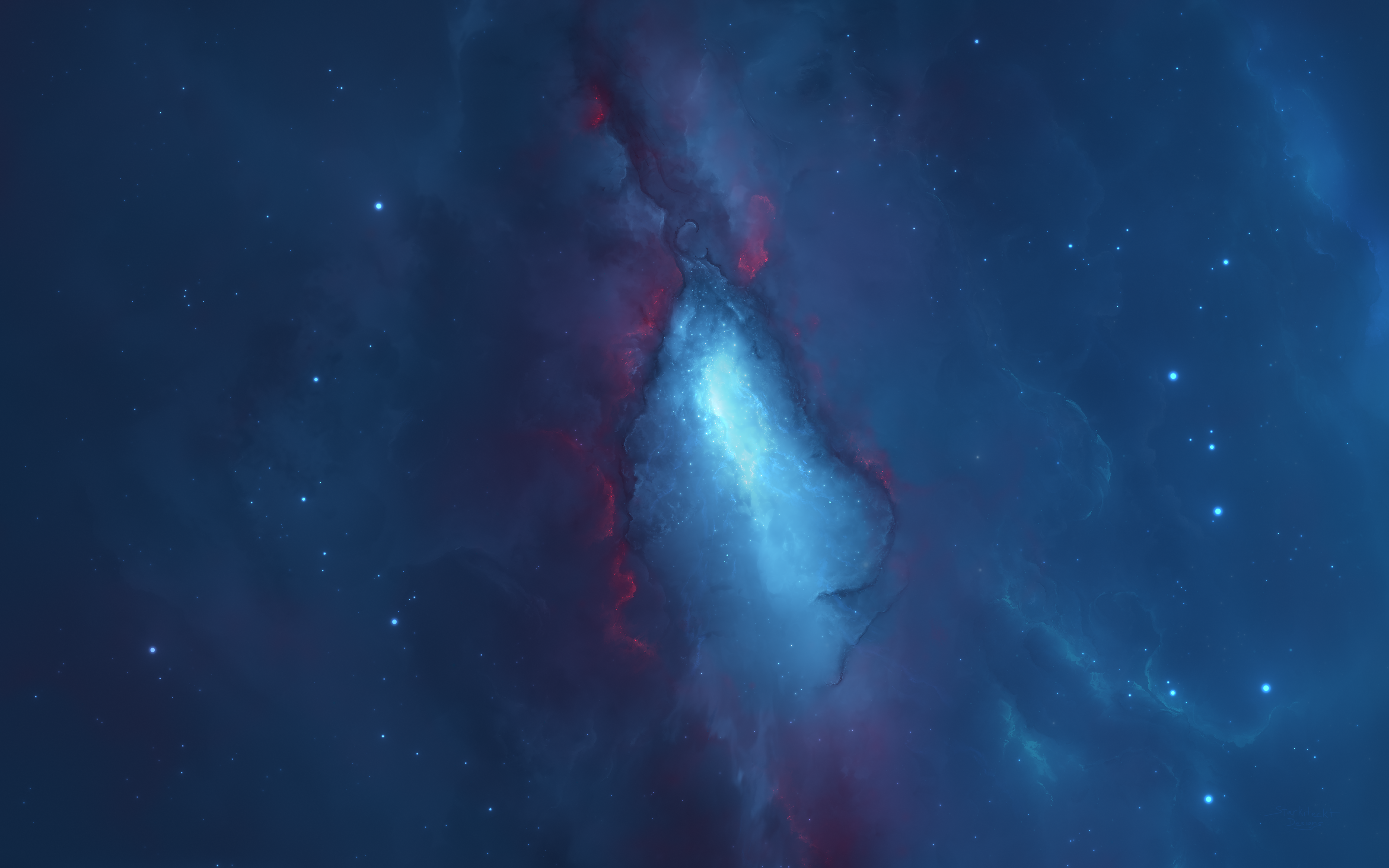 4K Nebula with Stars and Red Hues HD Wallpaper
