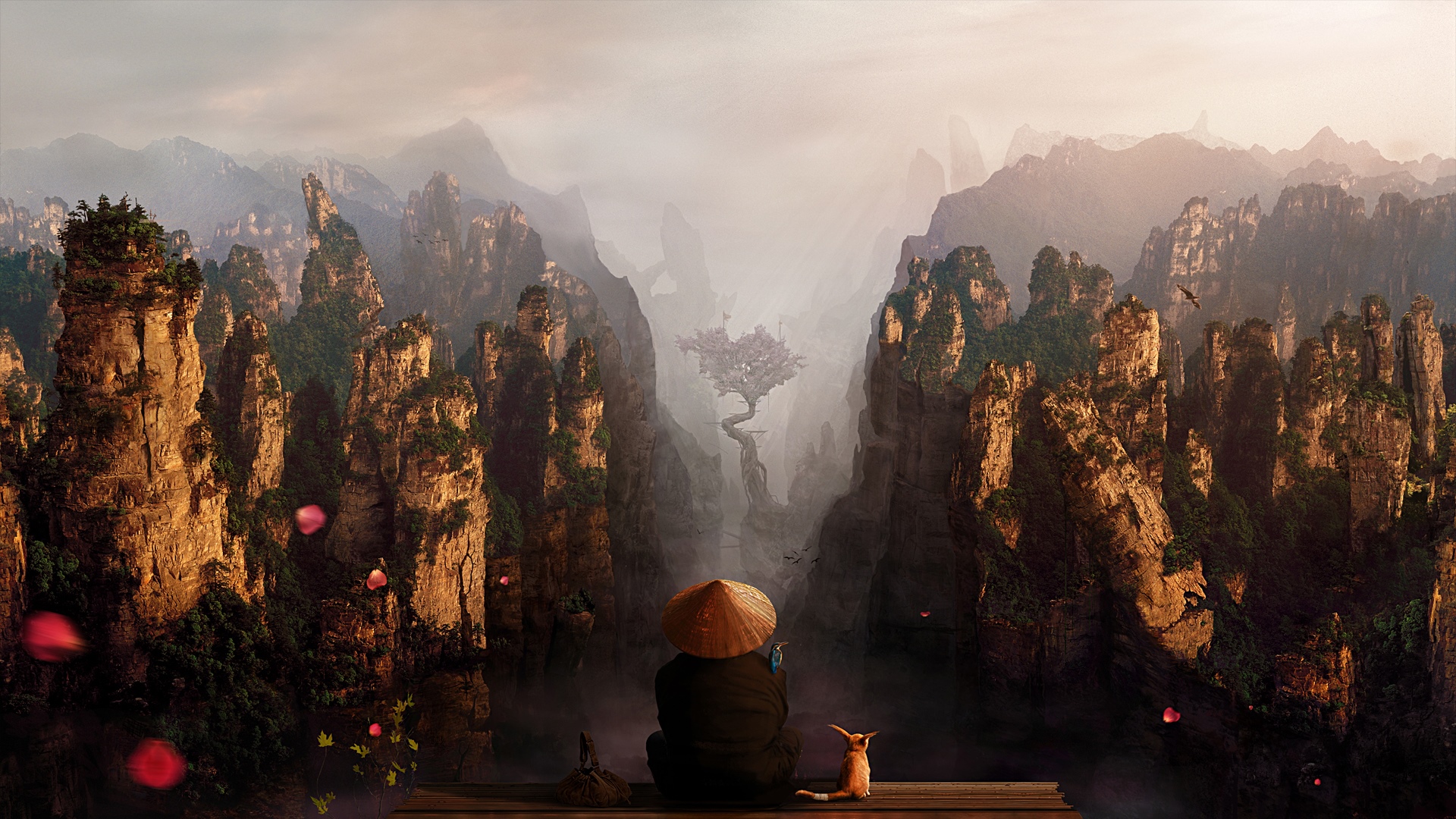 Gaétan Weltzer's painting of a valley with mountains HD Wallpaper