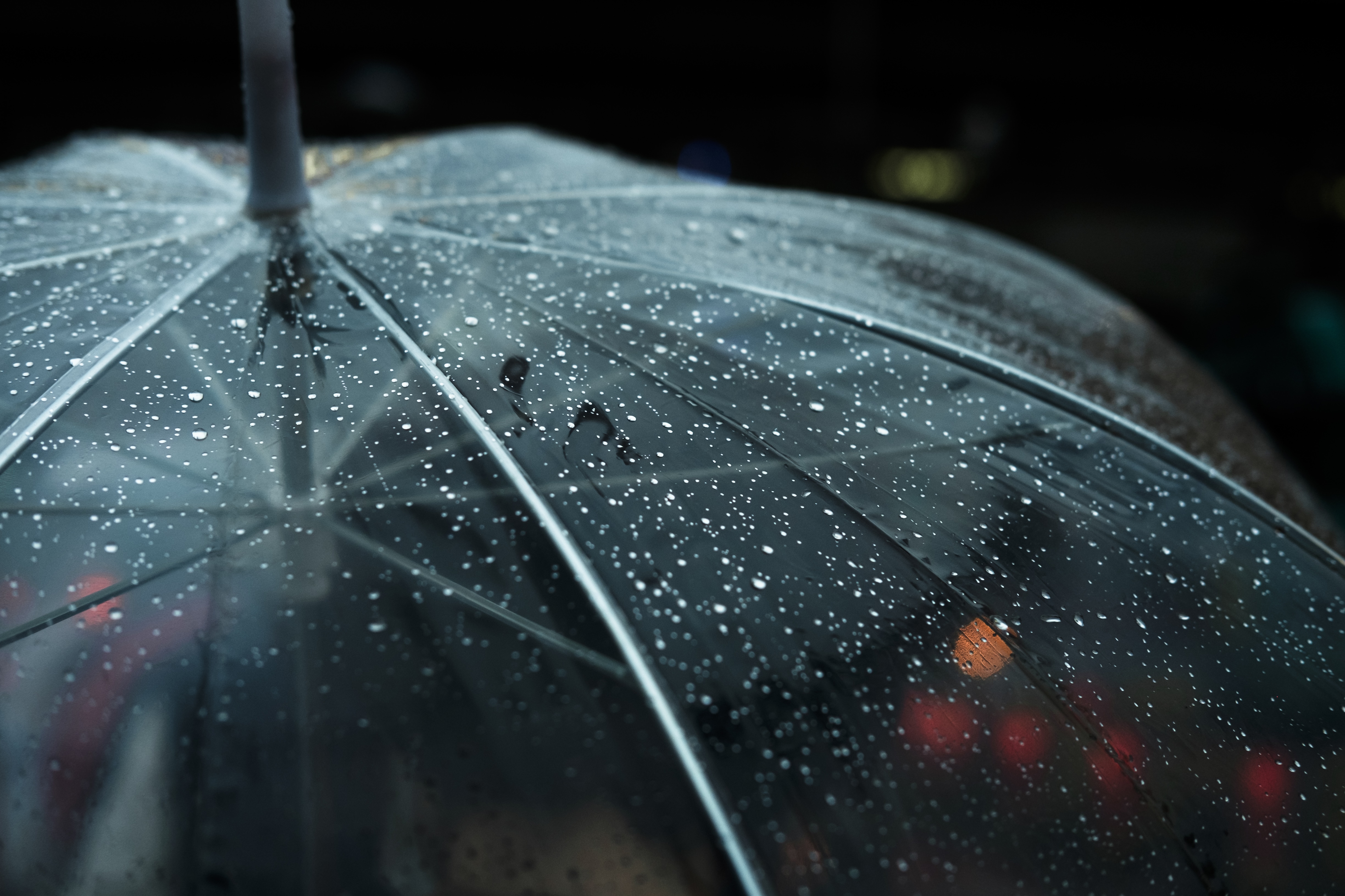 4K umbrella with rain drops at night HD Wallpaper