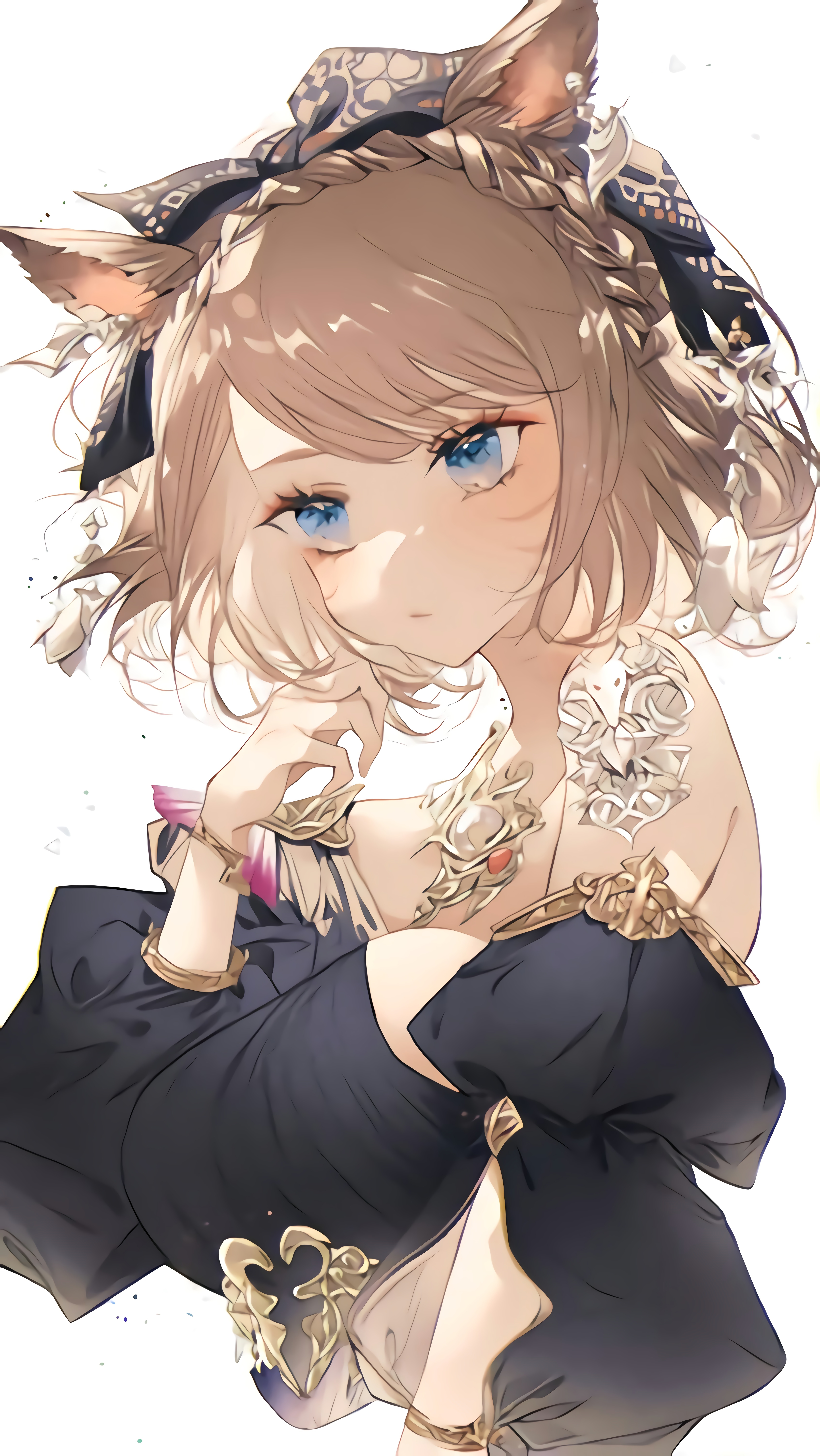 Miqote cat girl with blue eyes HD Phone Wallpaper