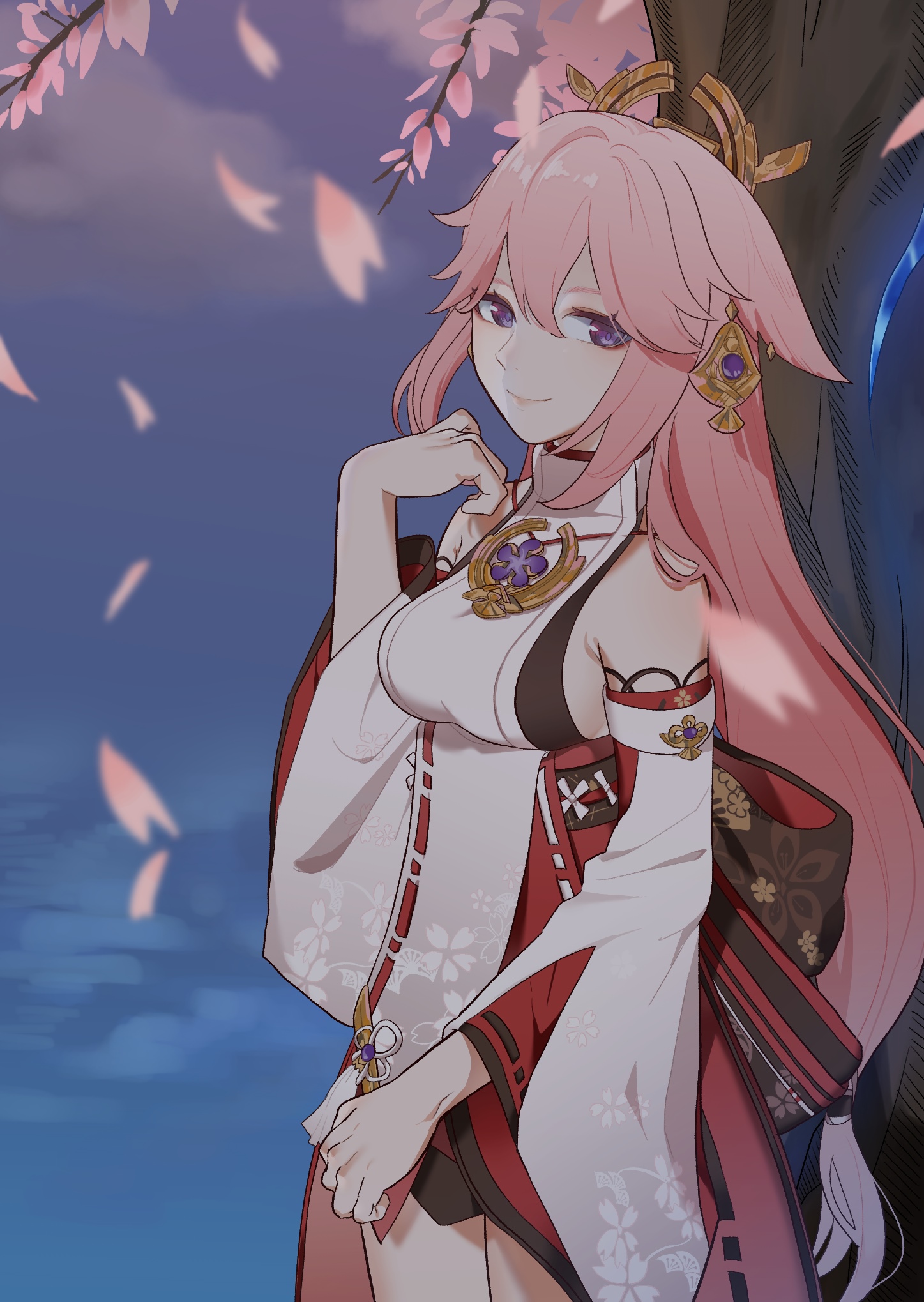 Yae Miko from Genshin Impact with pink hair HD Phone Wallpaper