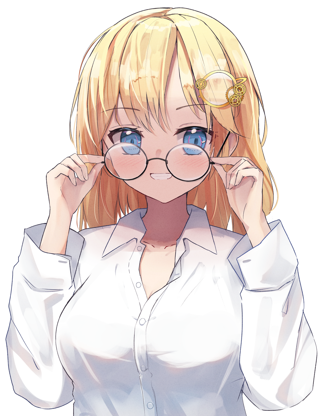 Watson Amelia wearing glasses and a white shirt HD Phone Wallpaper