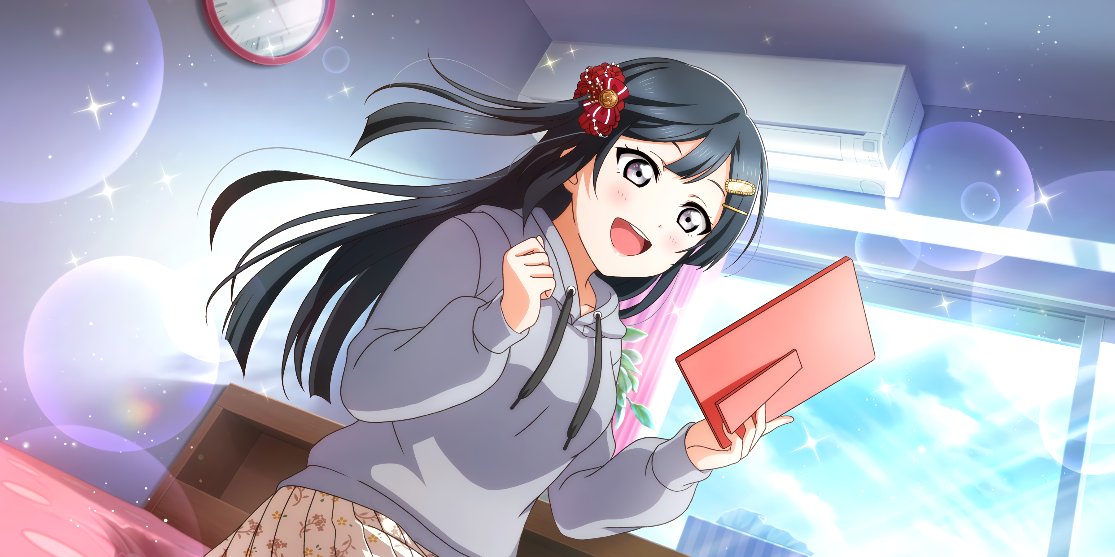 Yuki Setsuna in a grey hoodie from Love Live! HD Wallpaper