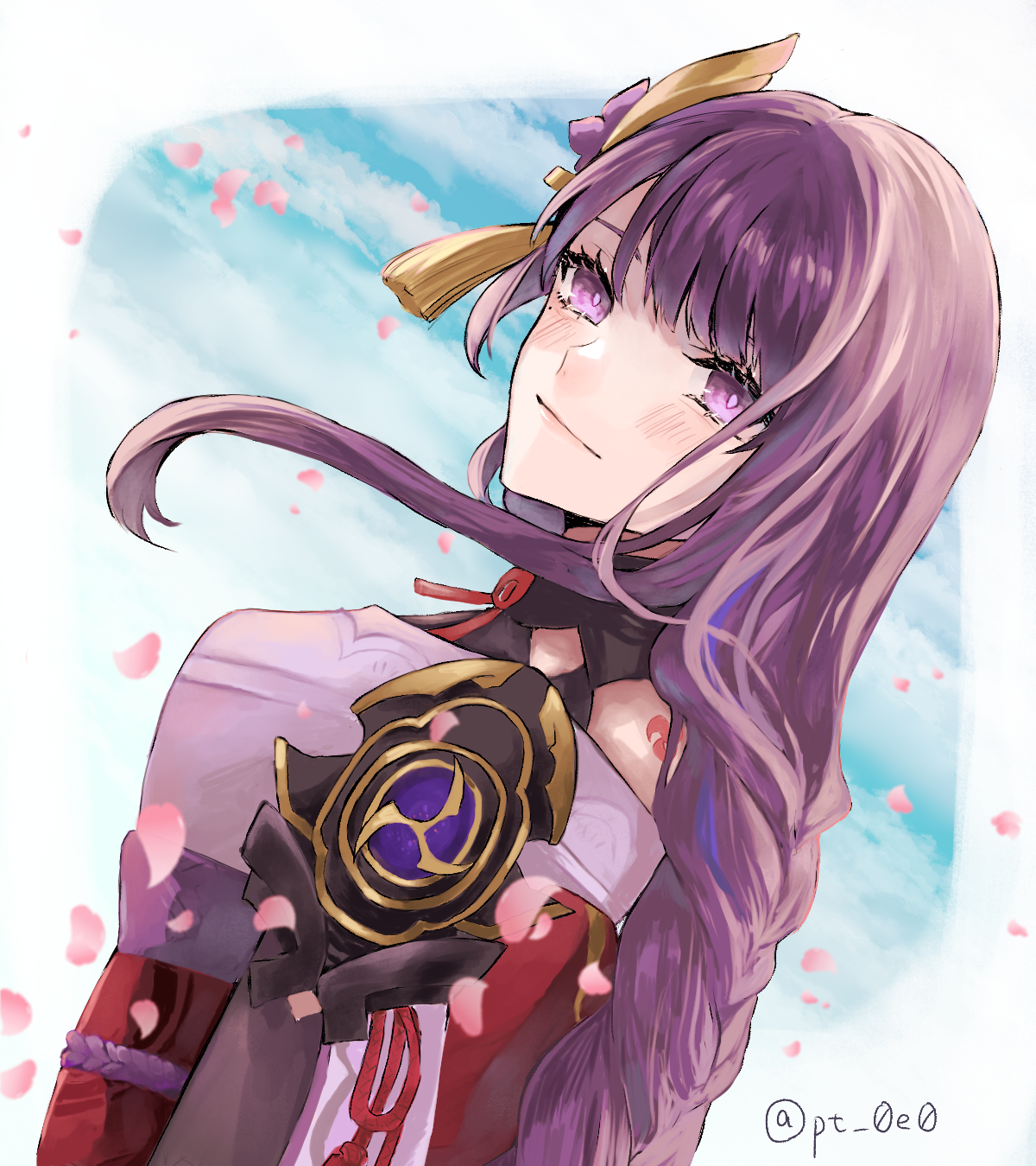 Raiden Makoto from Genshin Impact with purple hair and eyes HD Phone Wallpaper