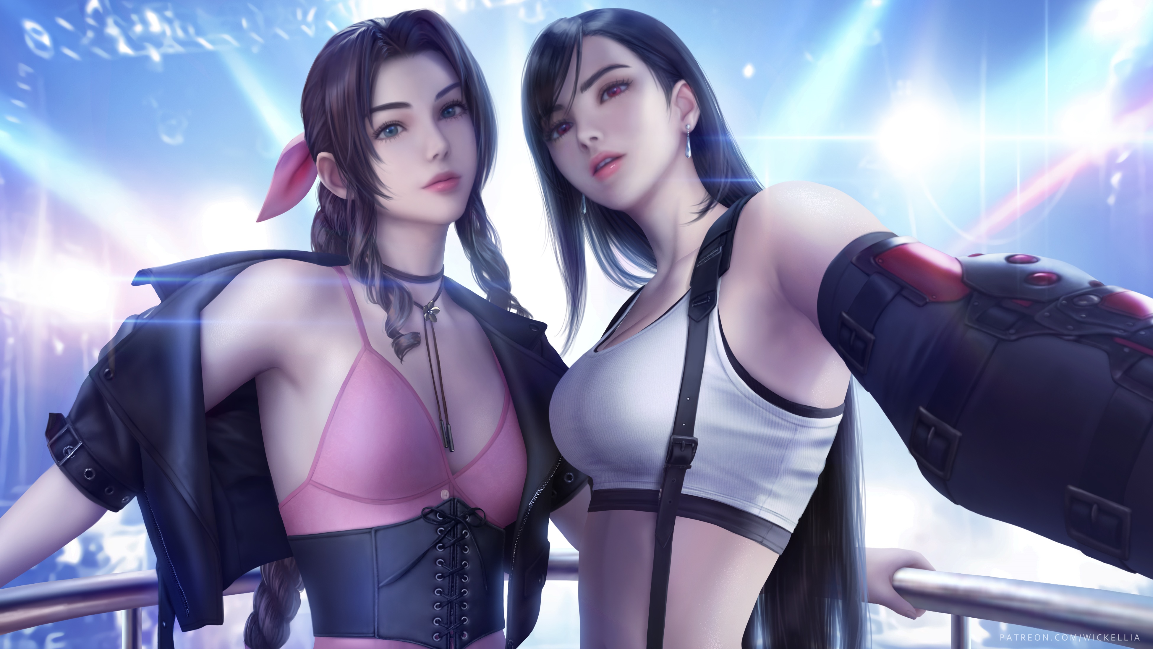 4K fan art of Aerith Gainsborough and Tifa Lockhart HD Wallpaper