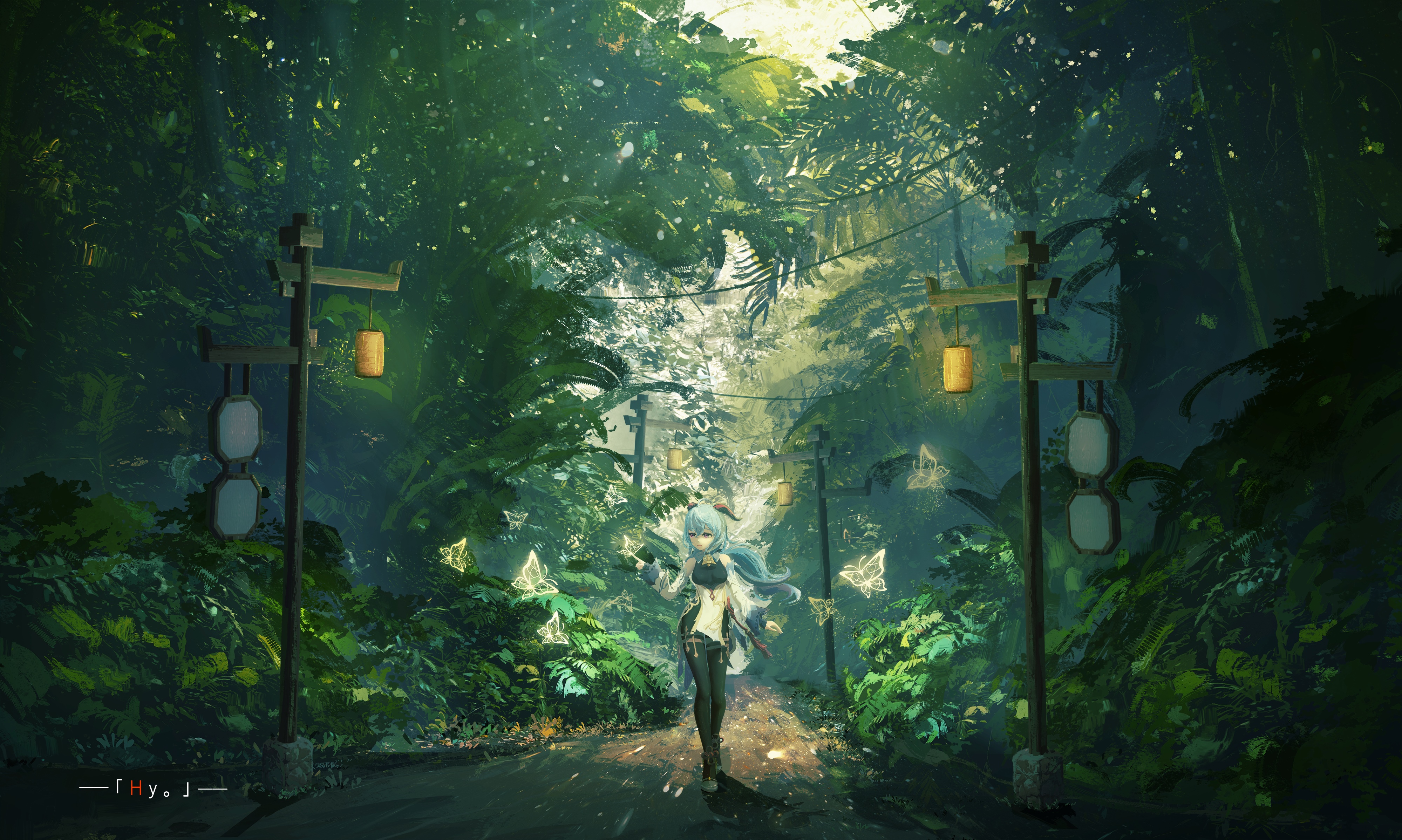 Ganyu from Genshin Impact in a forest HD Wallpaper