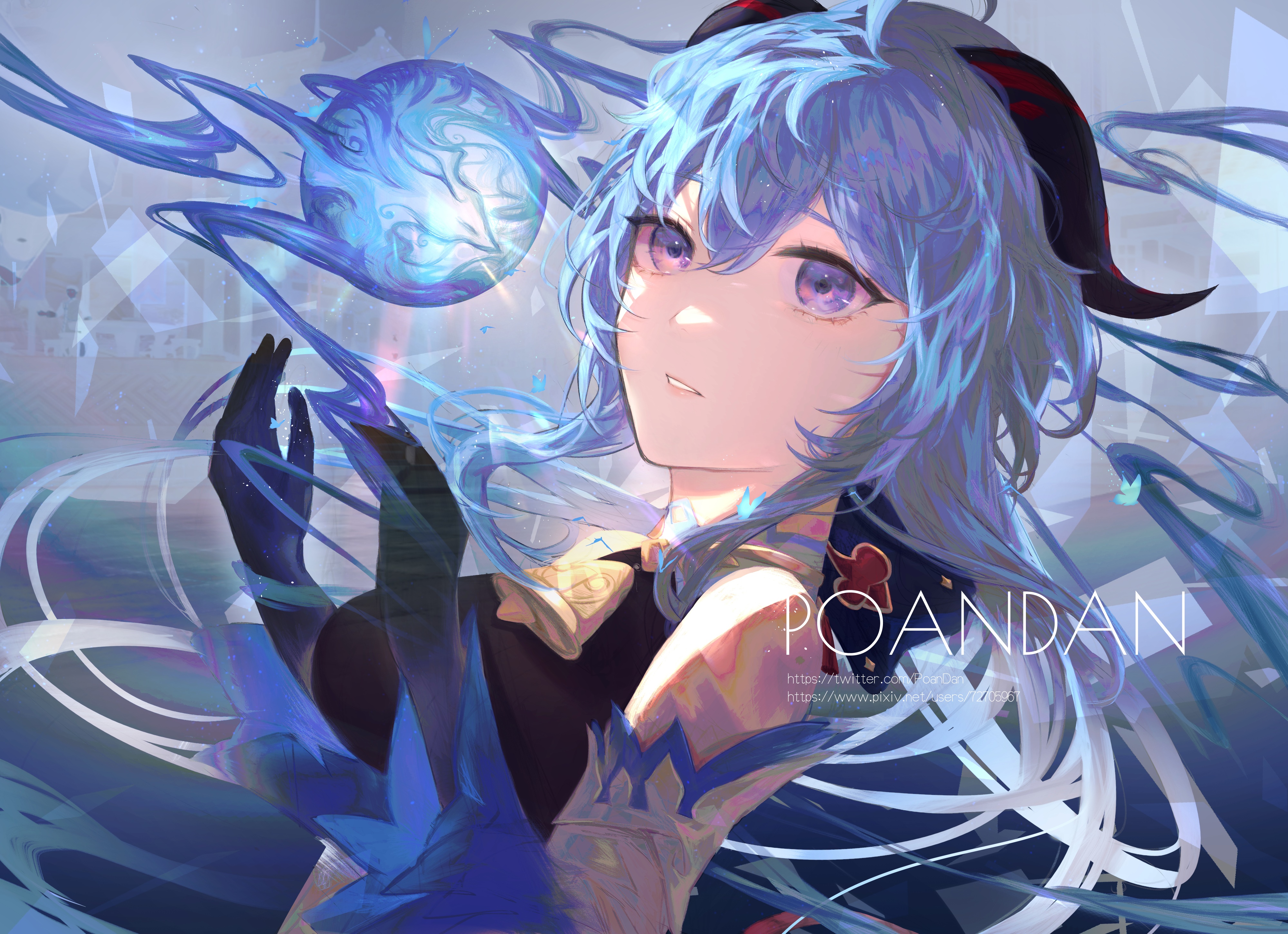 Genshin Impact Ganyu with Blue Orb HD Wallpaper