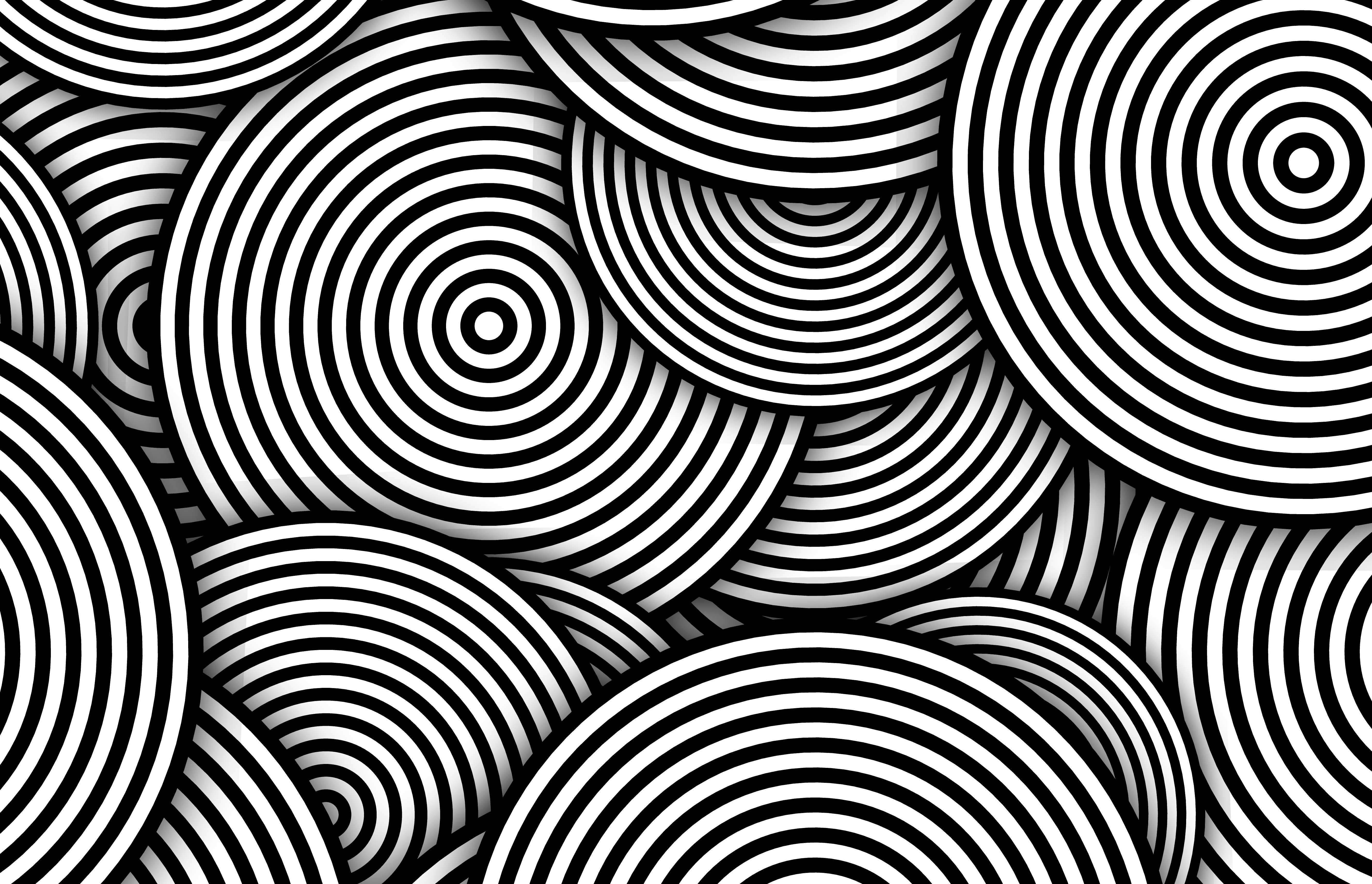 Abstract monochrome pattern of concentric circles HD Wallpaper