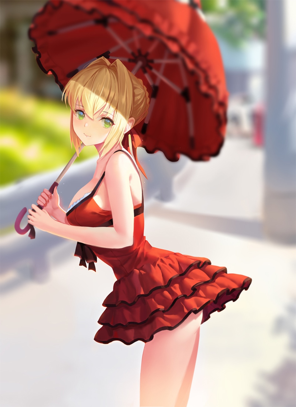 Nero Claudius with a red umbrella HD Phone Wallpaper