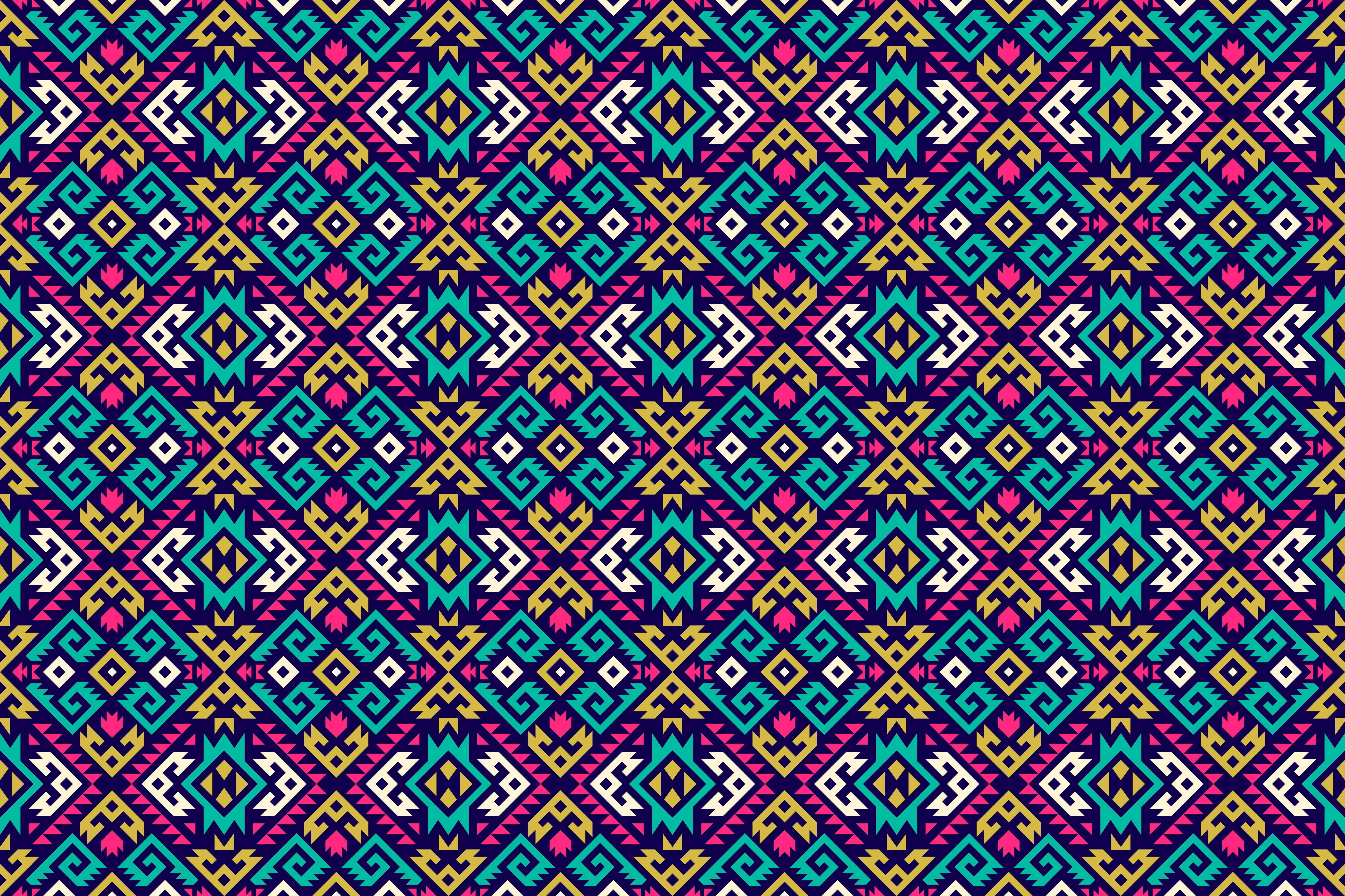 Colorful Tribal Abstract Mosaic Pattern HD Wallpaper