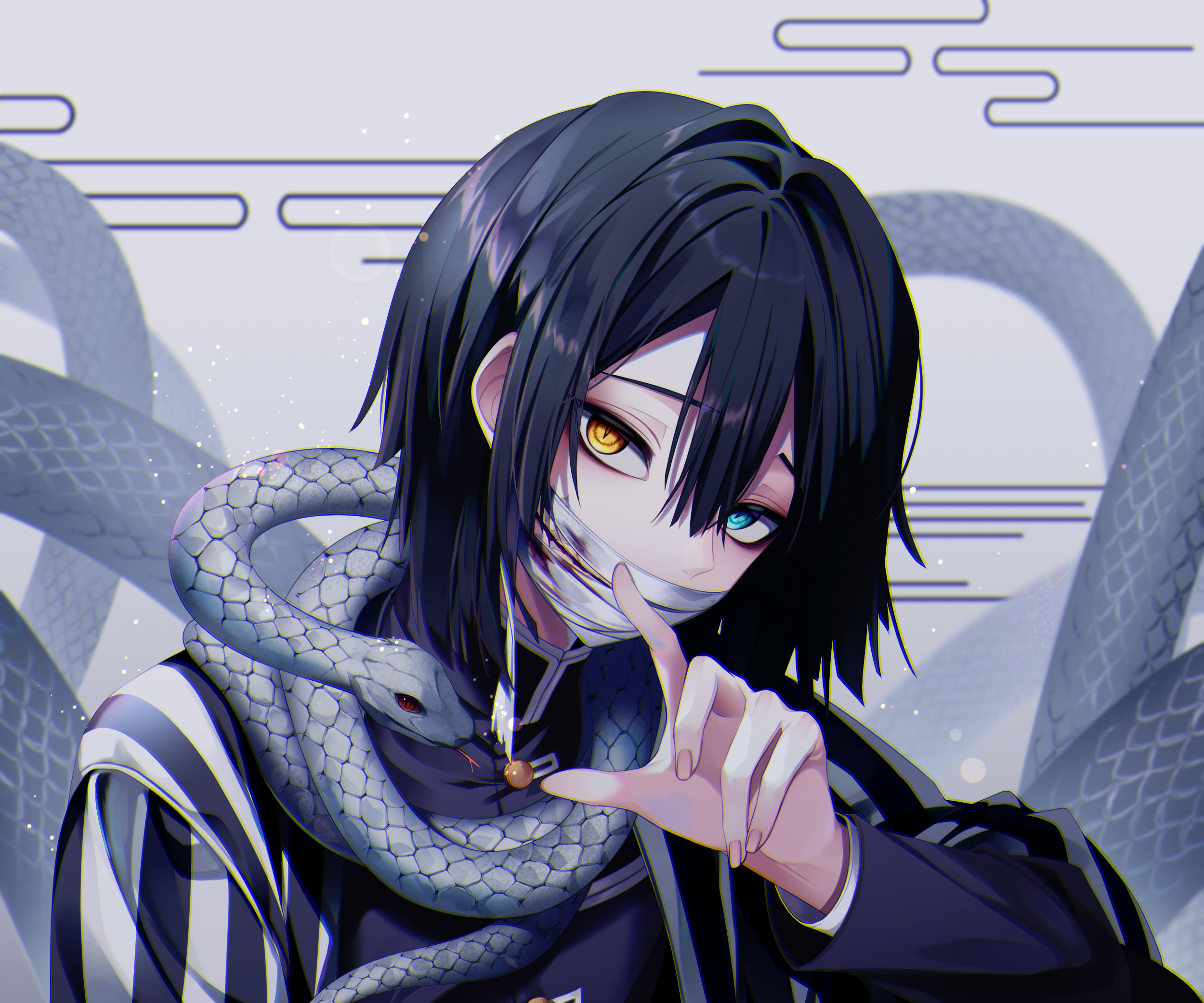 Obanai Iguro with a snake from Kimetsu no Yaiba HD Wallpaper