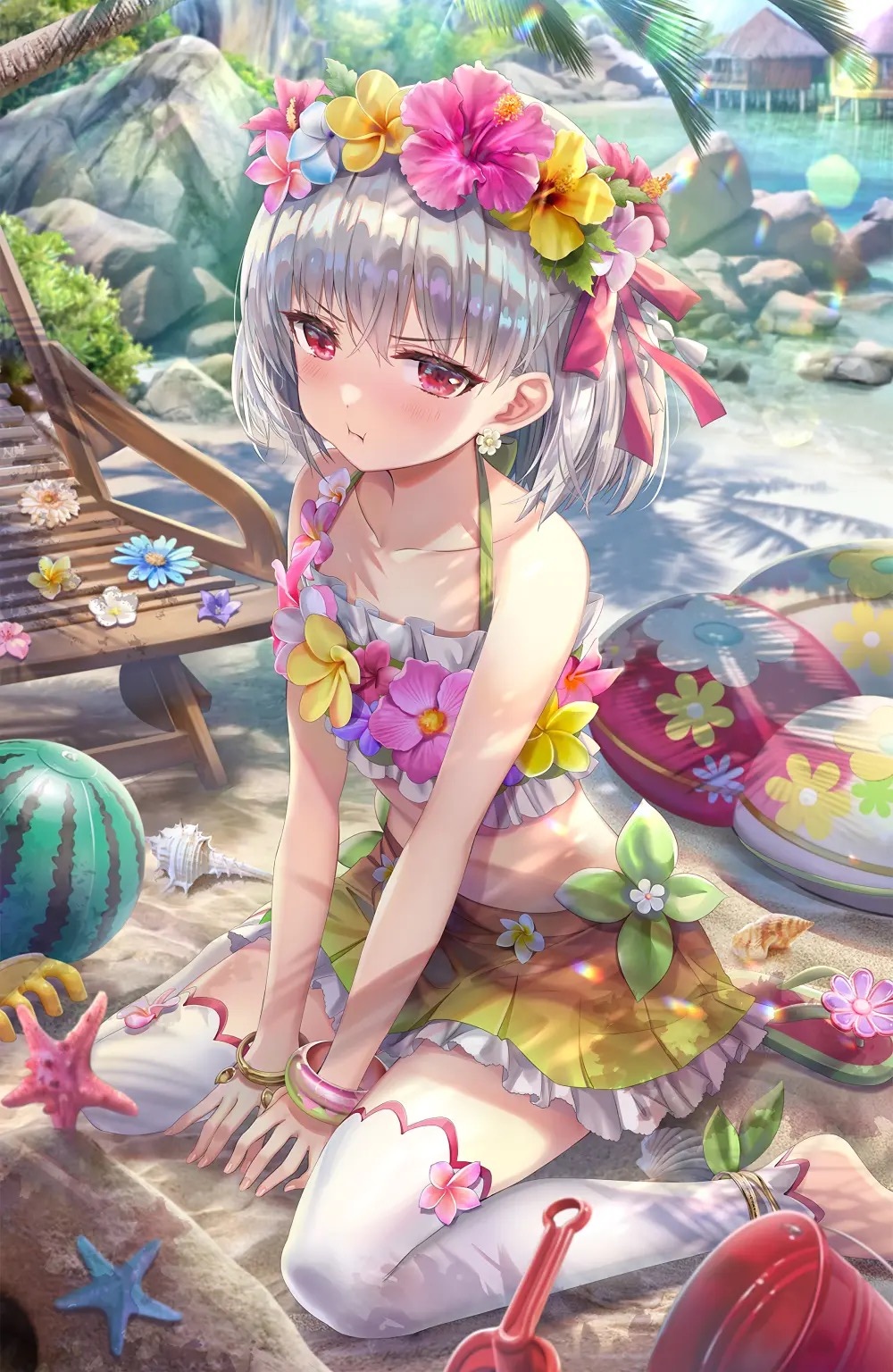 Kama from Fate/Grand Order on a beach HD Phone Wallpaper