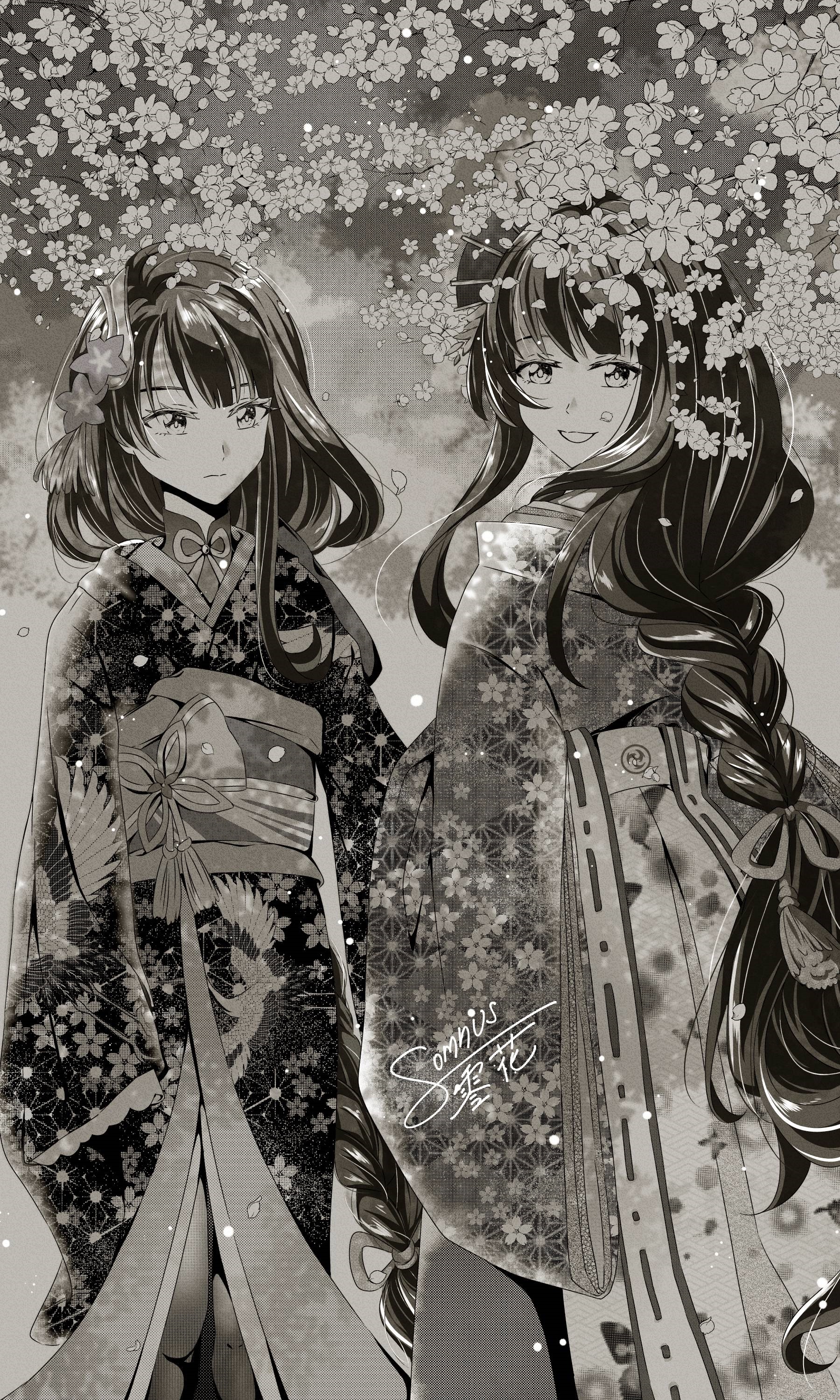 Raiden Makoto and Raiden Shogun in Kimonos HD Phone Wallpaper
