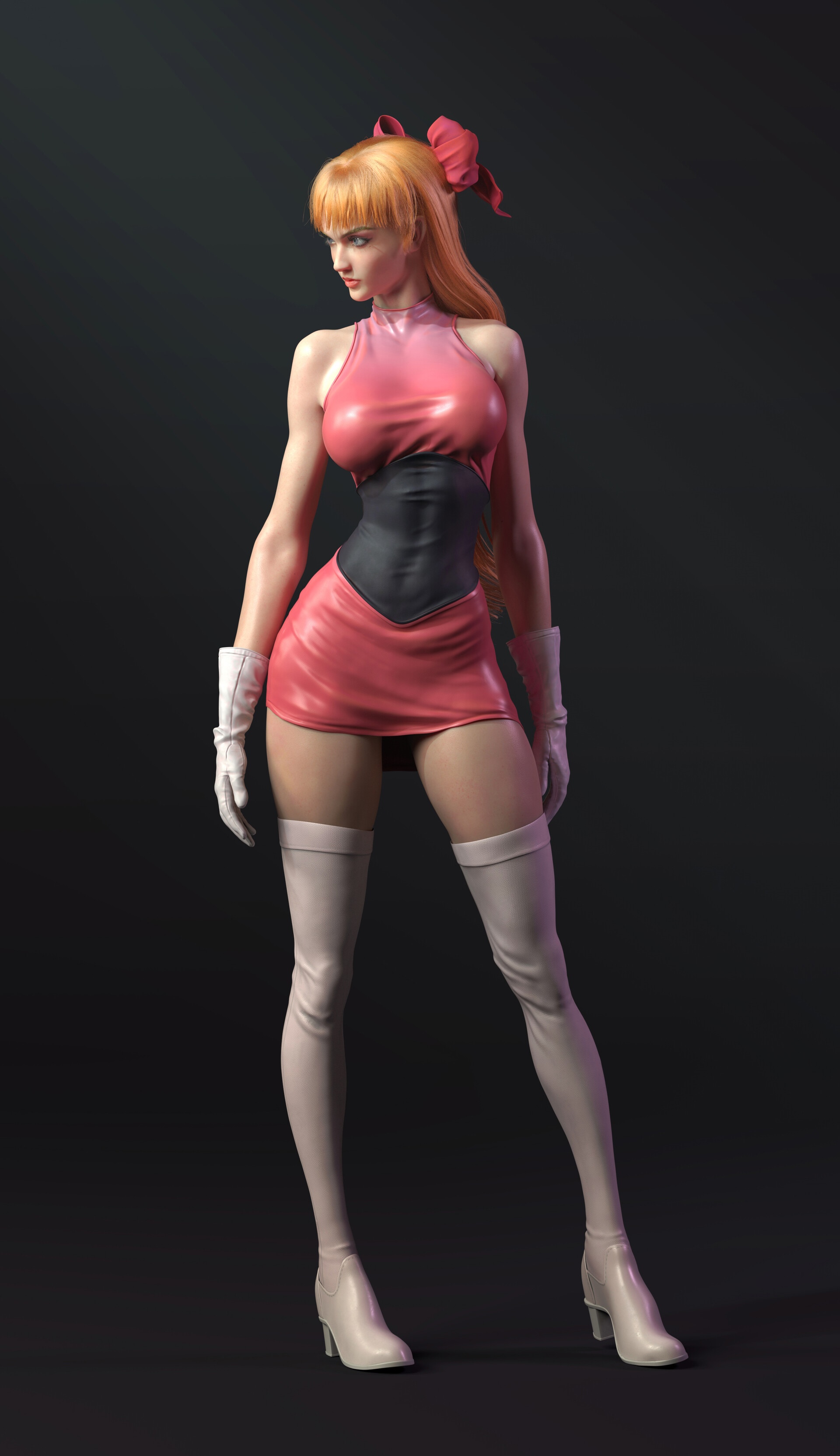 Blossom from Powerpuff Girls in a pink minidress HD Phone Wallpaper