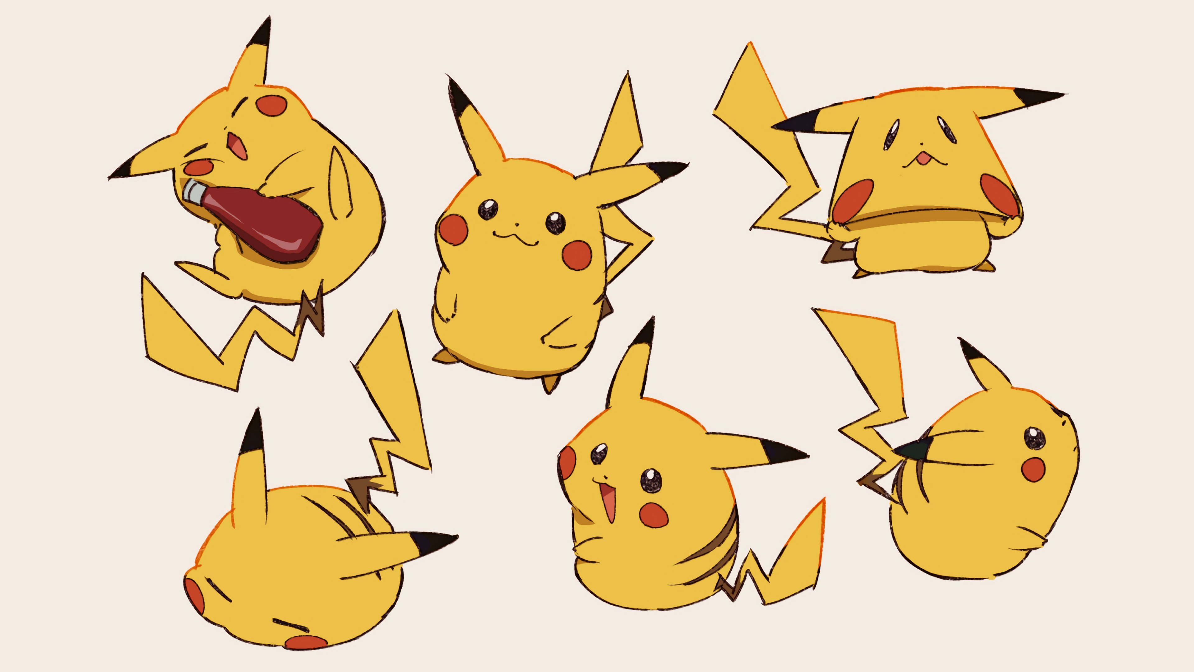 4K Pokémon Pikachu poses HD Wallpaper