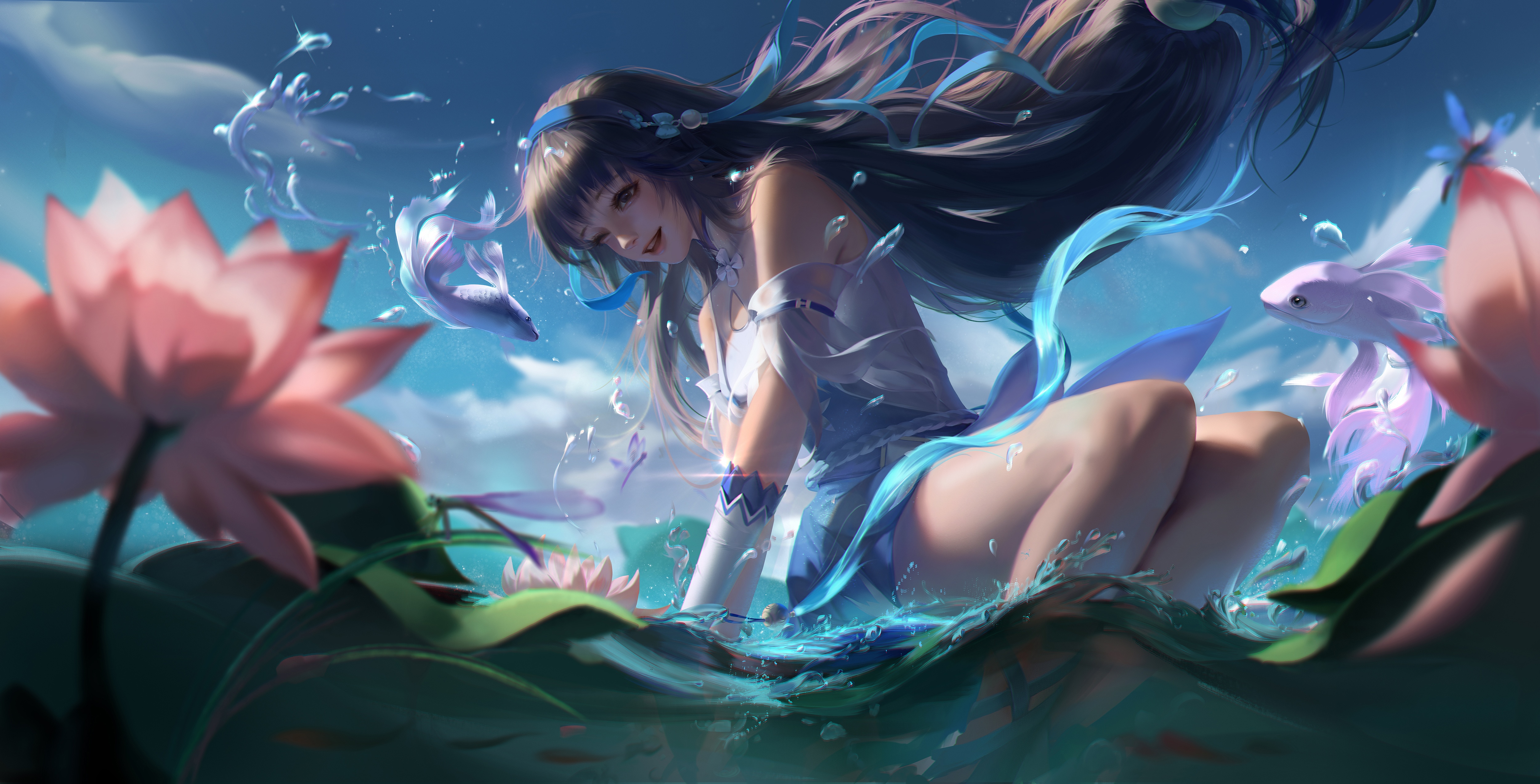4K Xi Shi by the Lotus Pond HD Wallpaper