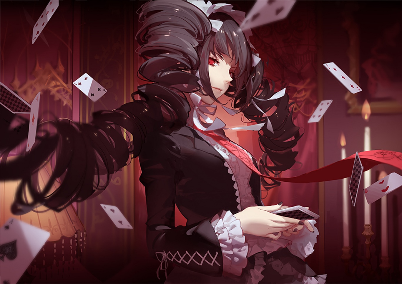 Celestia Ludenberg from Danganronpa with playing cards HD Wallpaper
