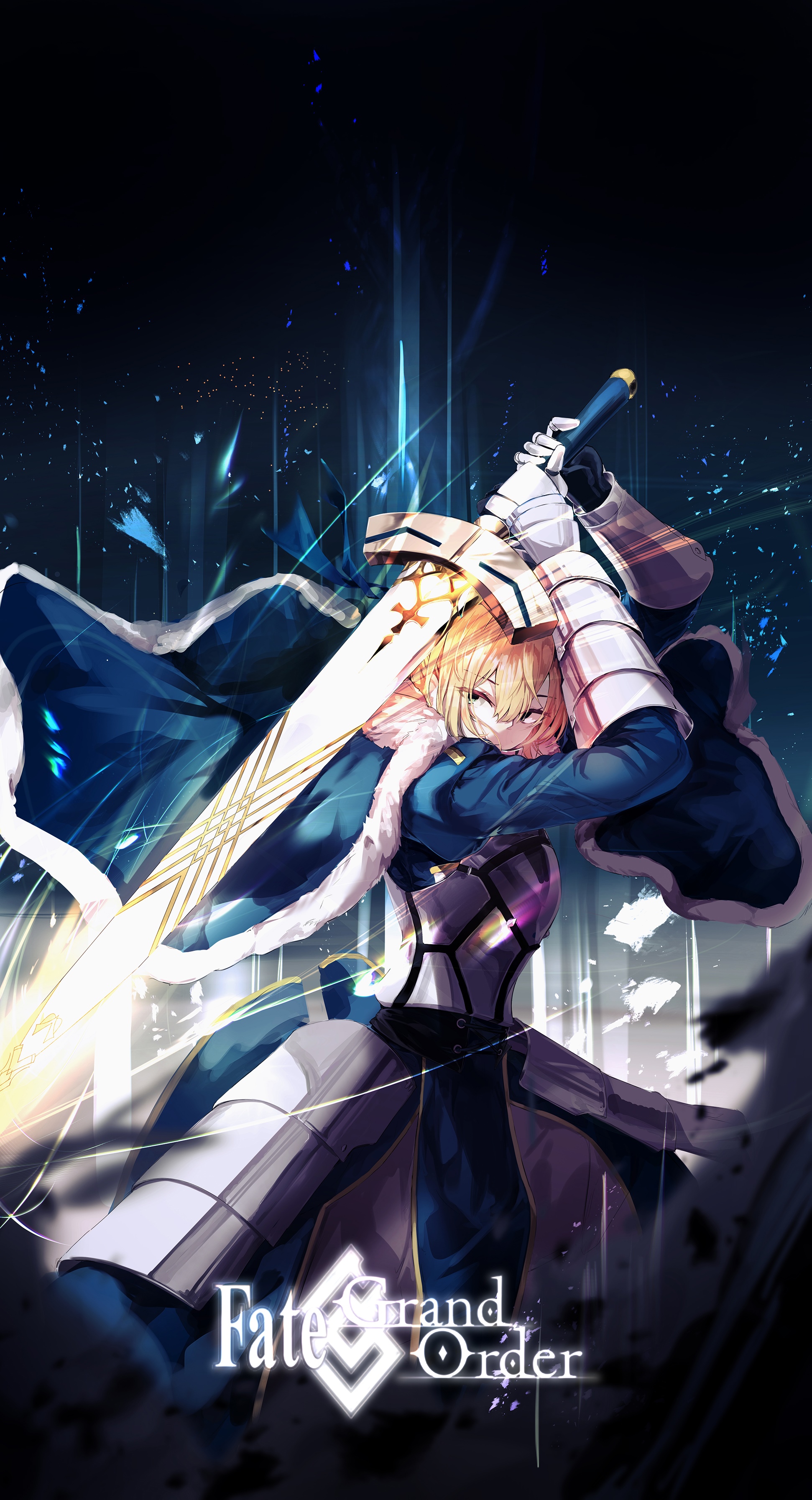Artoria Pendragon with Excalibur in Fate/Grand Order HD Phone Wallpaper