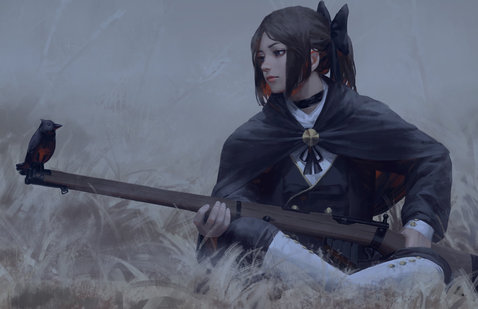 Artwork by GUWEIZ featuring original characters HD Wallpaper