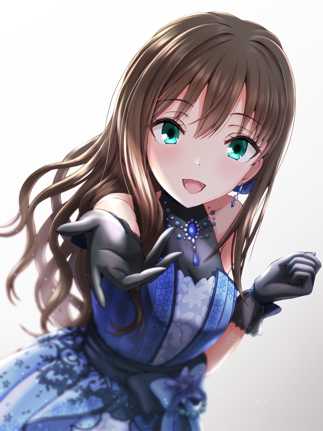 Shibuya Rin in a blue dress from THE iDOLM@STER: Cinderella Girls HD Phone Wallpaper