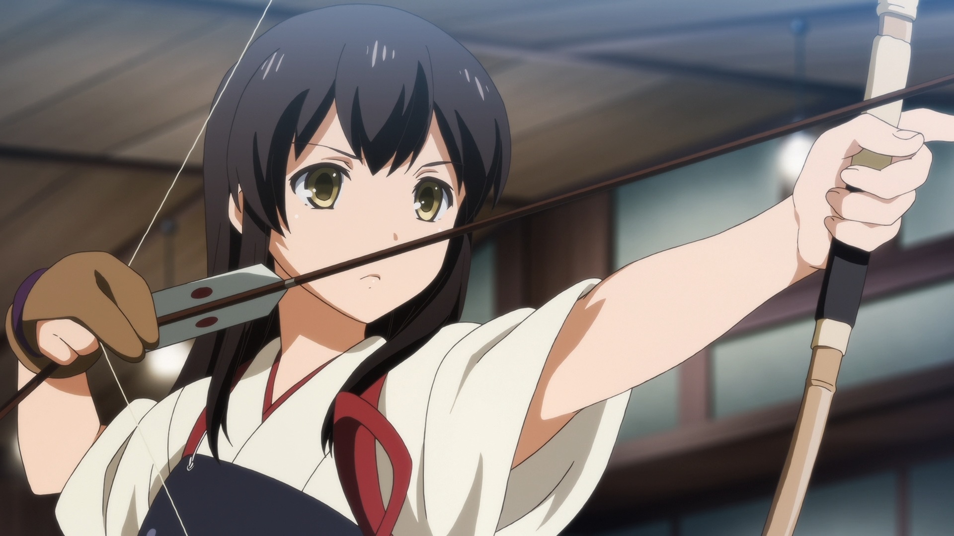 Akagi from Kantai Collection practicing archery HD Wallpaper