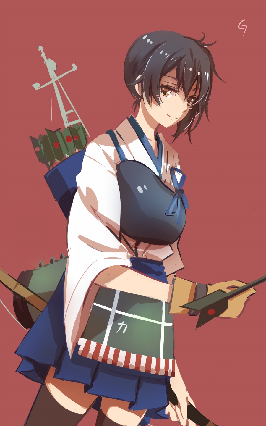 Kaga from Kantai Collection with a bow and arrow HD Phone Wallpaper