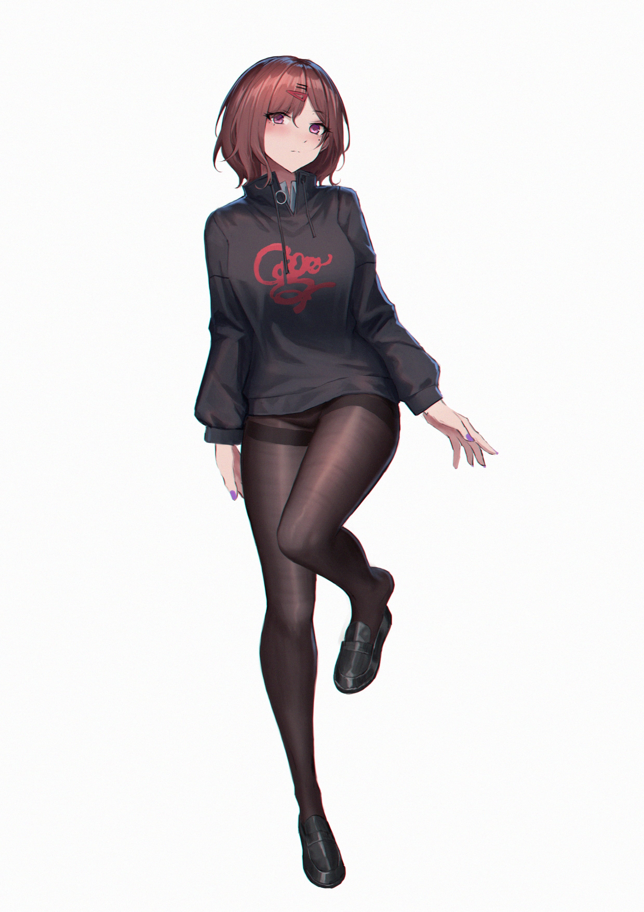 Higuchi Madoka in a black hoodie and pantyhose HD Phone Wallpaper