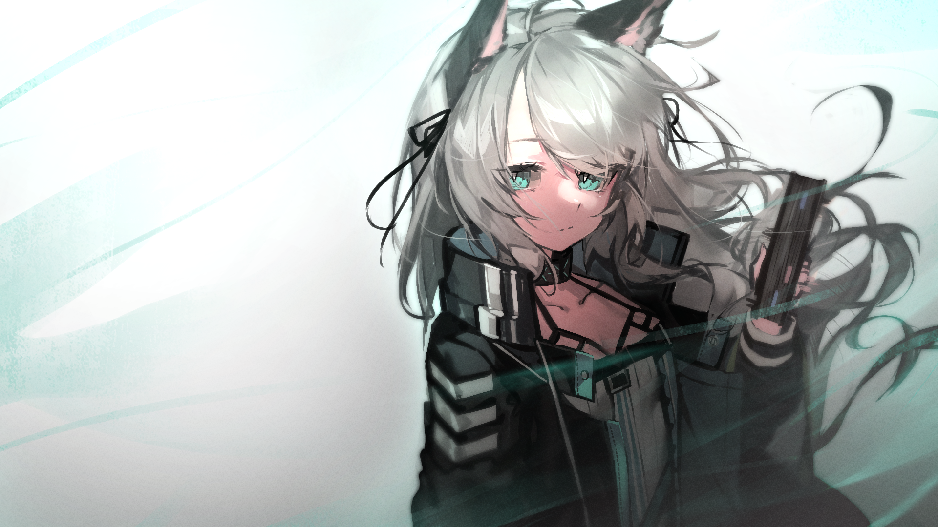 Grani from Arknights with silver hair and cat ears HD Wallpaper