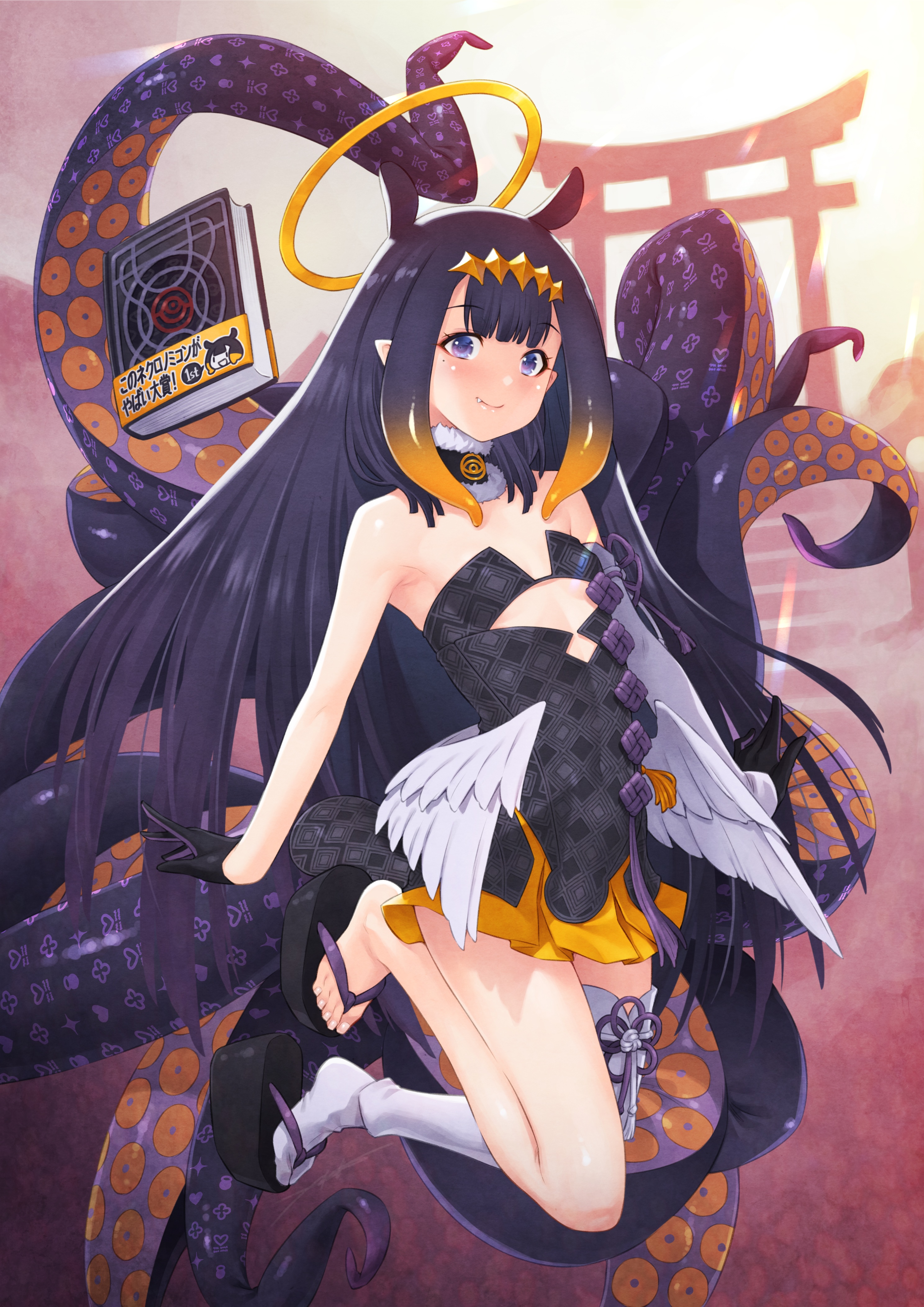 Ninomae Inanis with tentacles and a book HD Phone Wallpaper