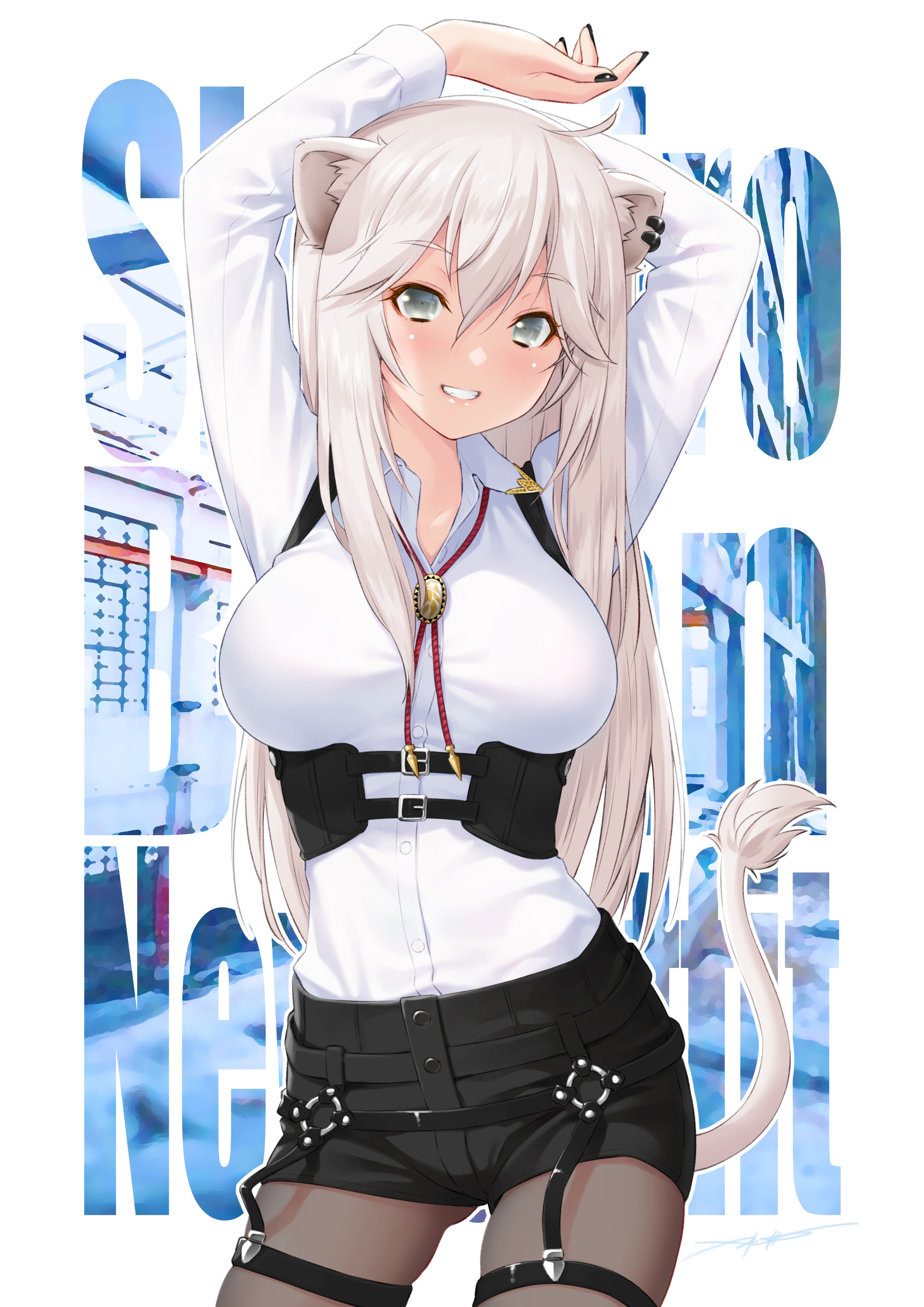 Shirakami Fubuki with Arms Behind Head HD Phone Wallpaper