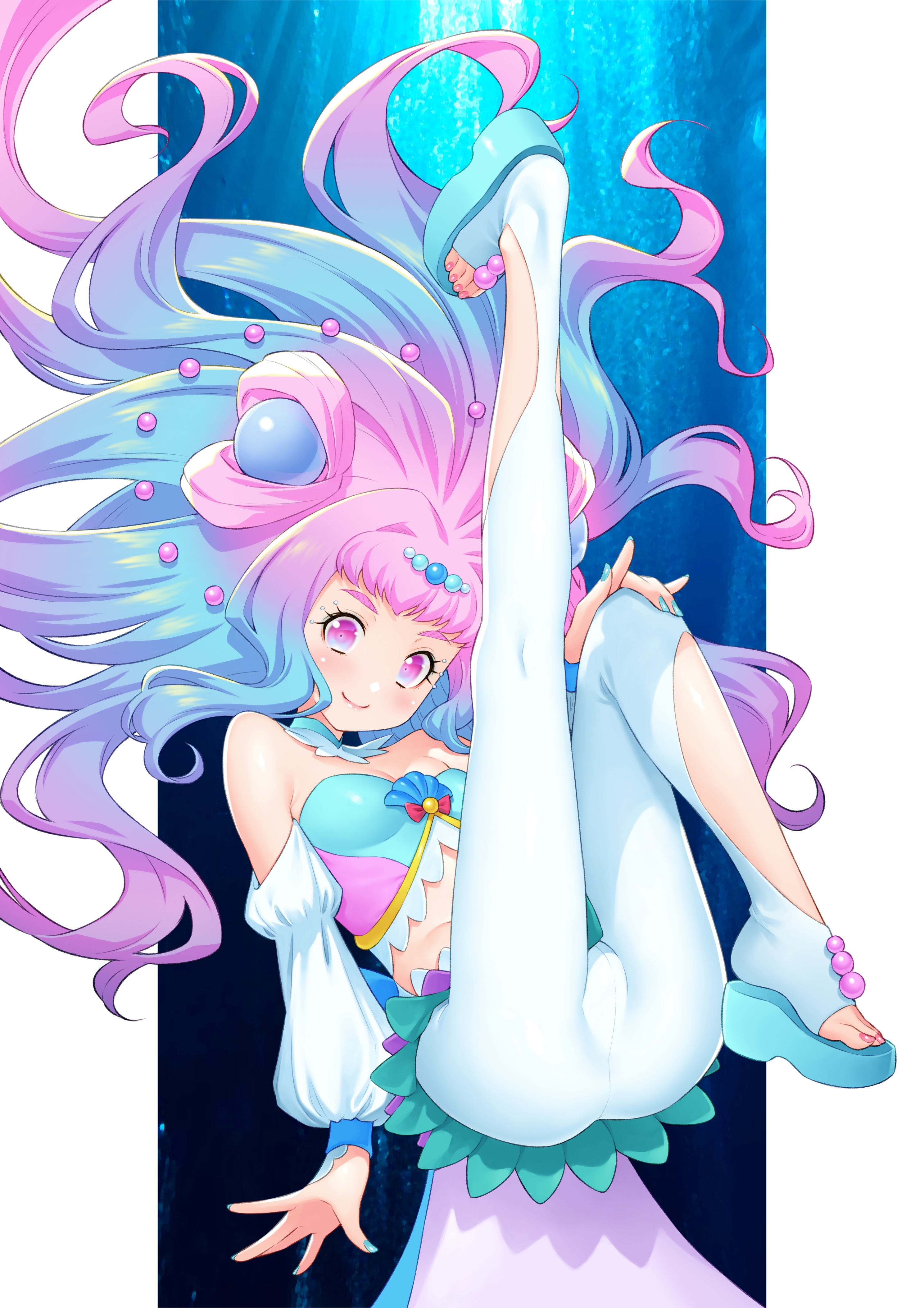 Pretty Cure character with pink and blue hair HD Phone Wallpaper