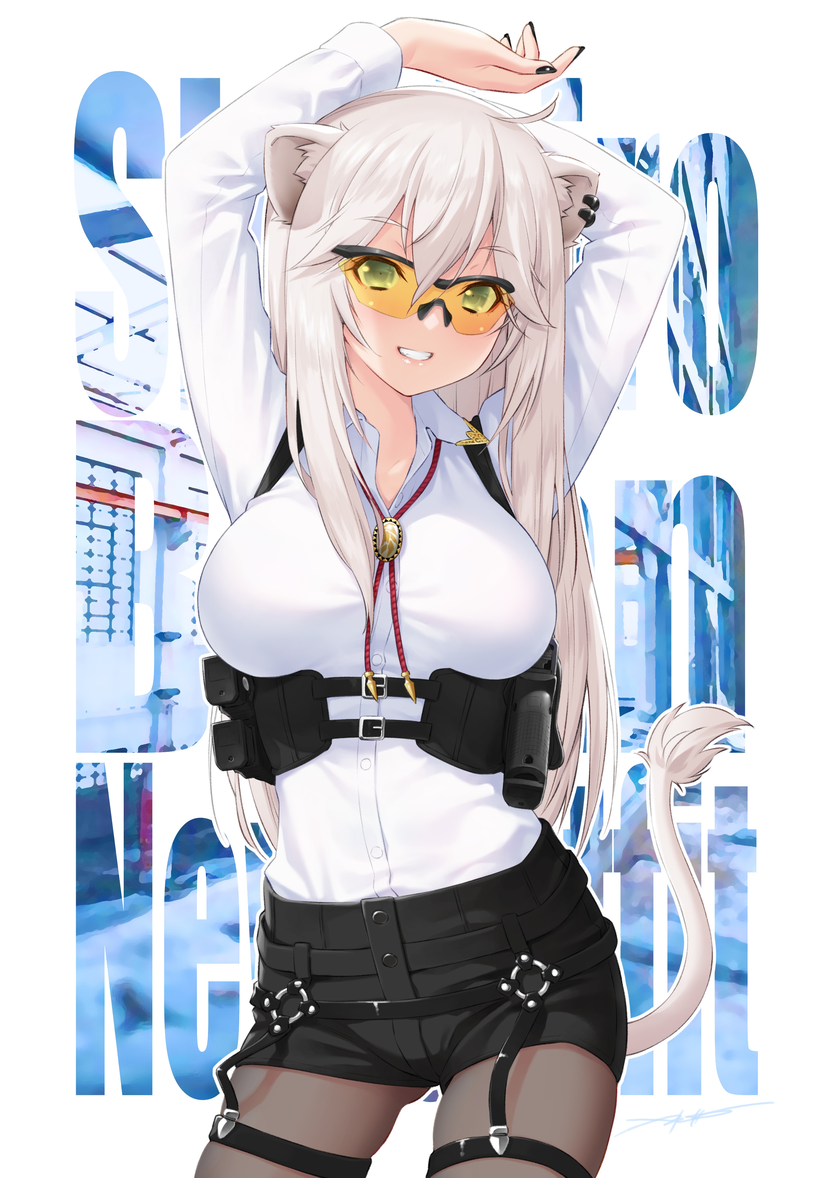 Shirakami Fubuki with animal ears and tail HD Phone Wallpaper