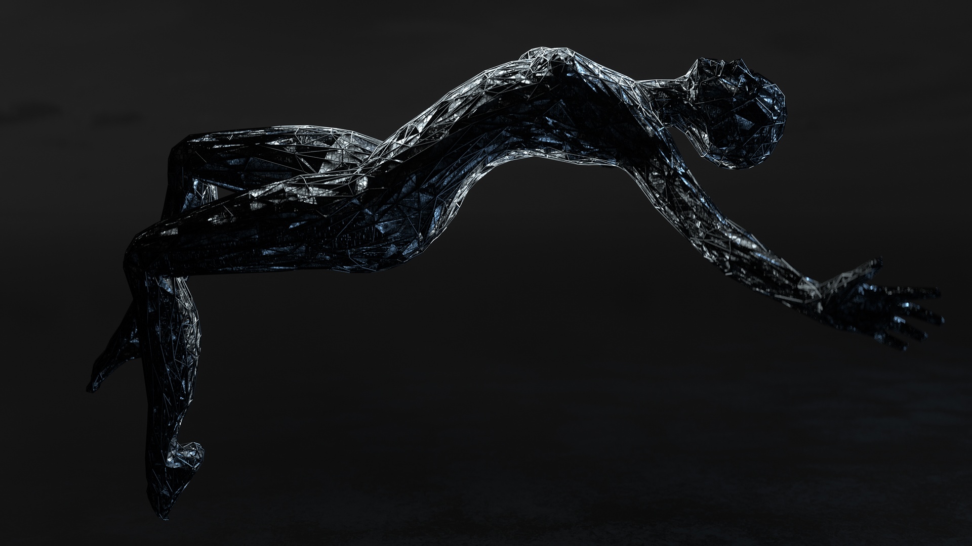 Abstract dark figure floating in darkness HD Wallpaper