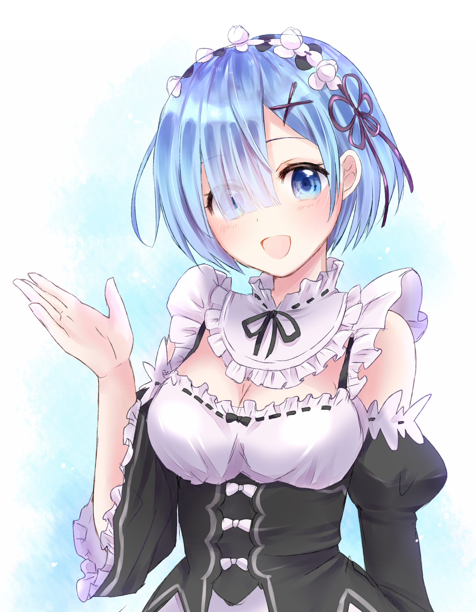 Rem from Re:Zero in a Maid Outfit HD Phone Wallpaper