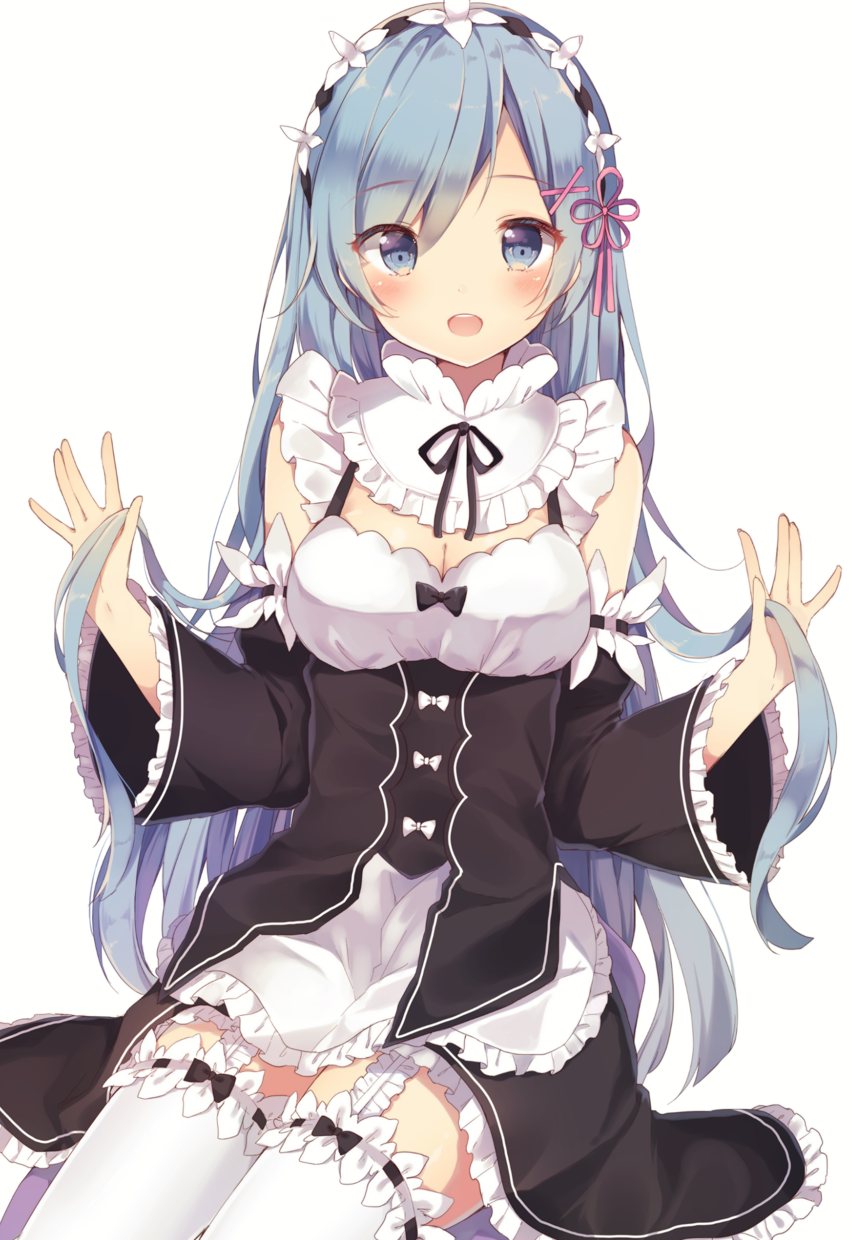 Rem from Re:Zero in a maid outfit HD Phone Wallpaper