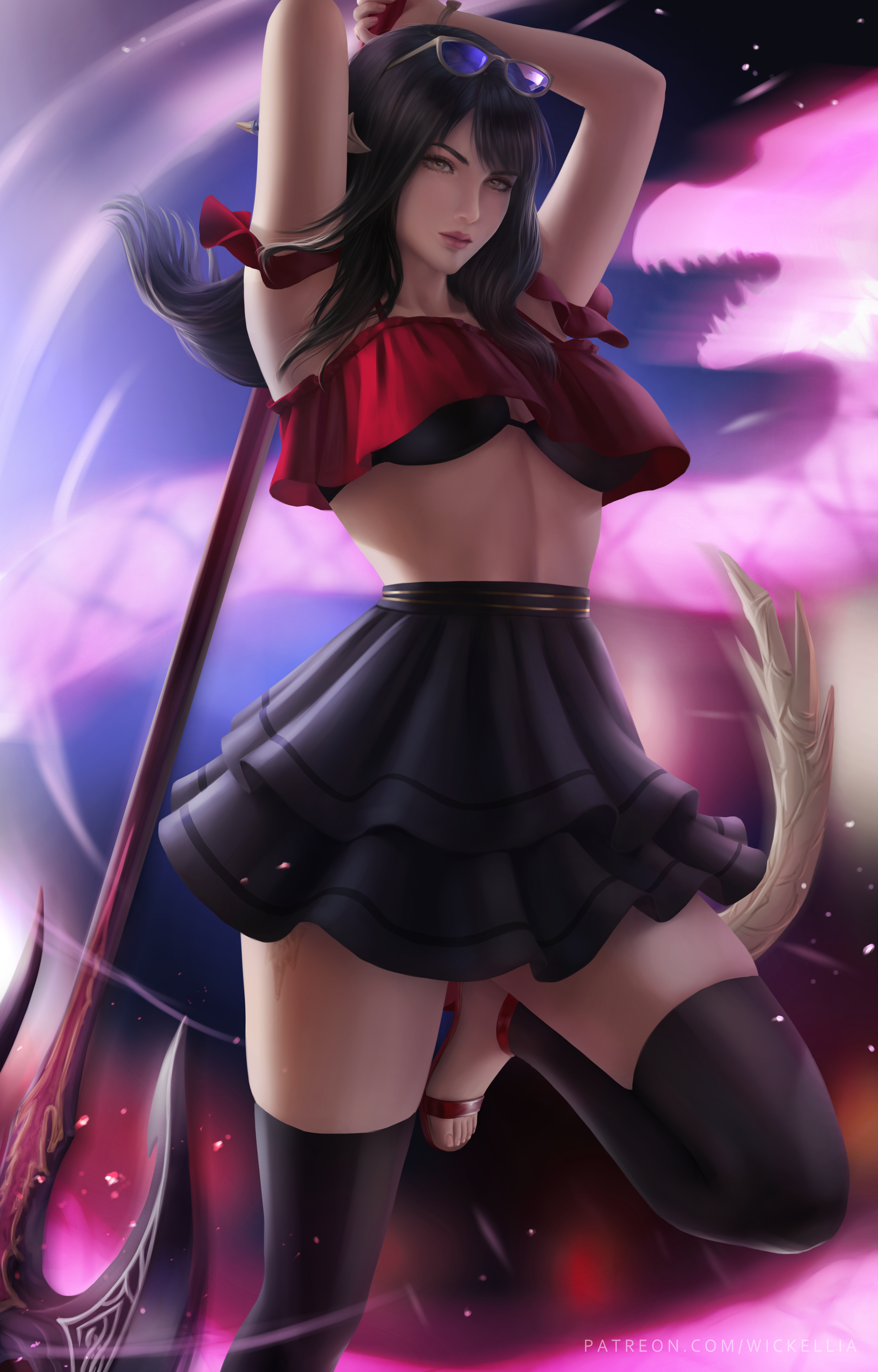 Final Fantasy XIV Au Ra with Scythe Fan Art HD Phone Wallpaper