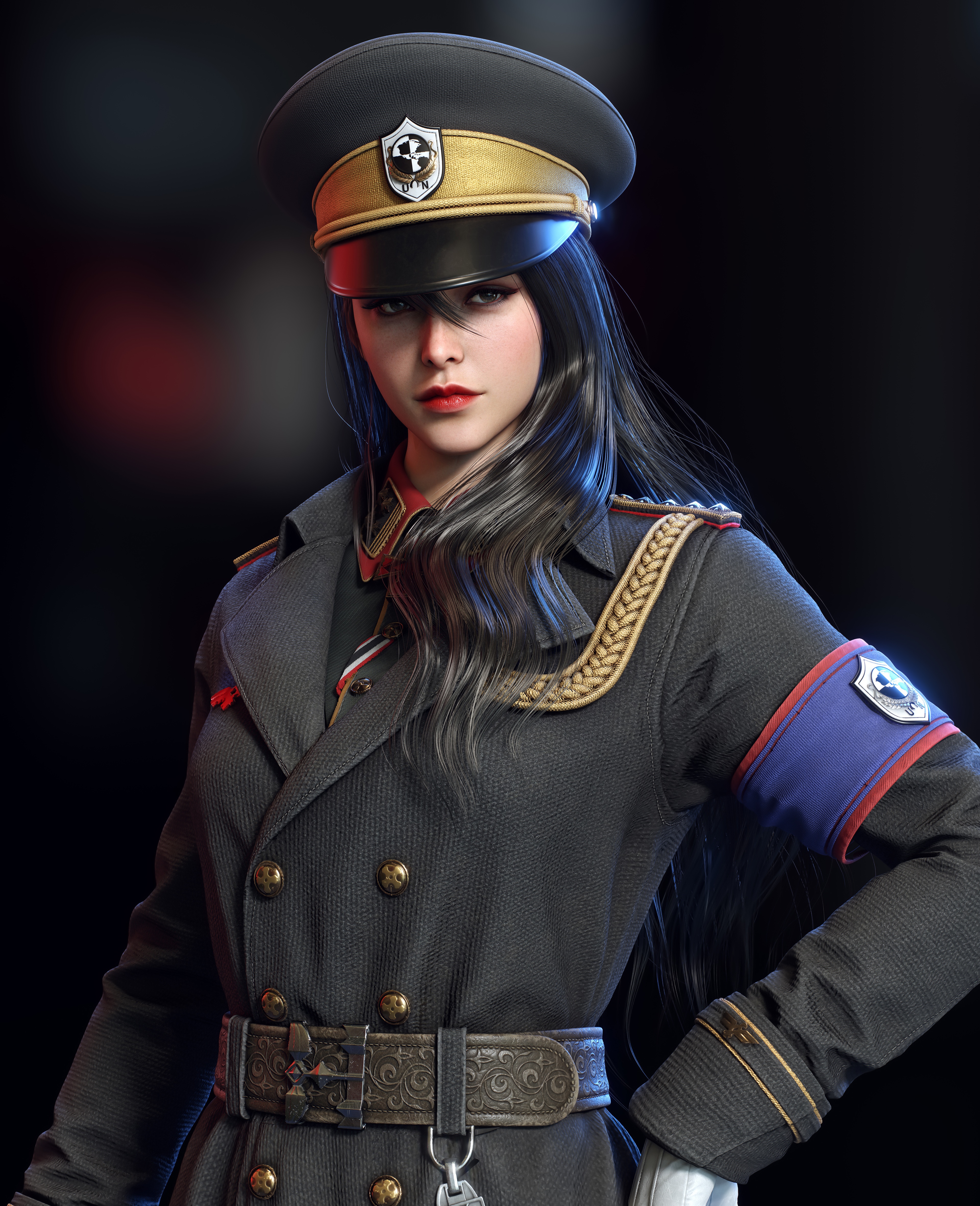 4K portrait of a woman in a military uniform HD Phone Wallpaper