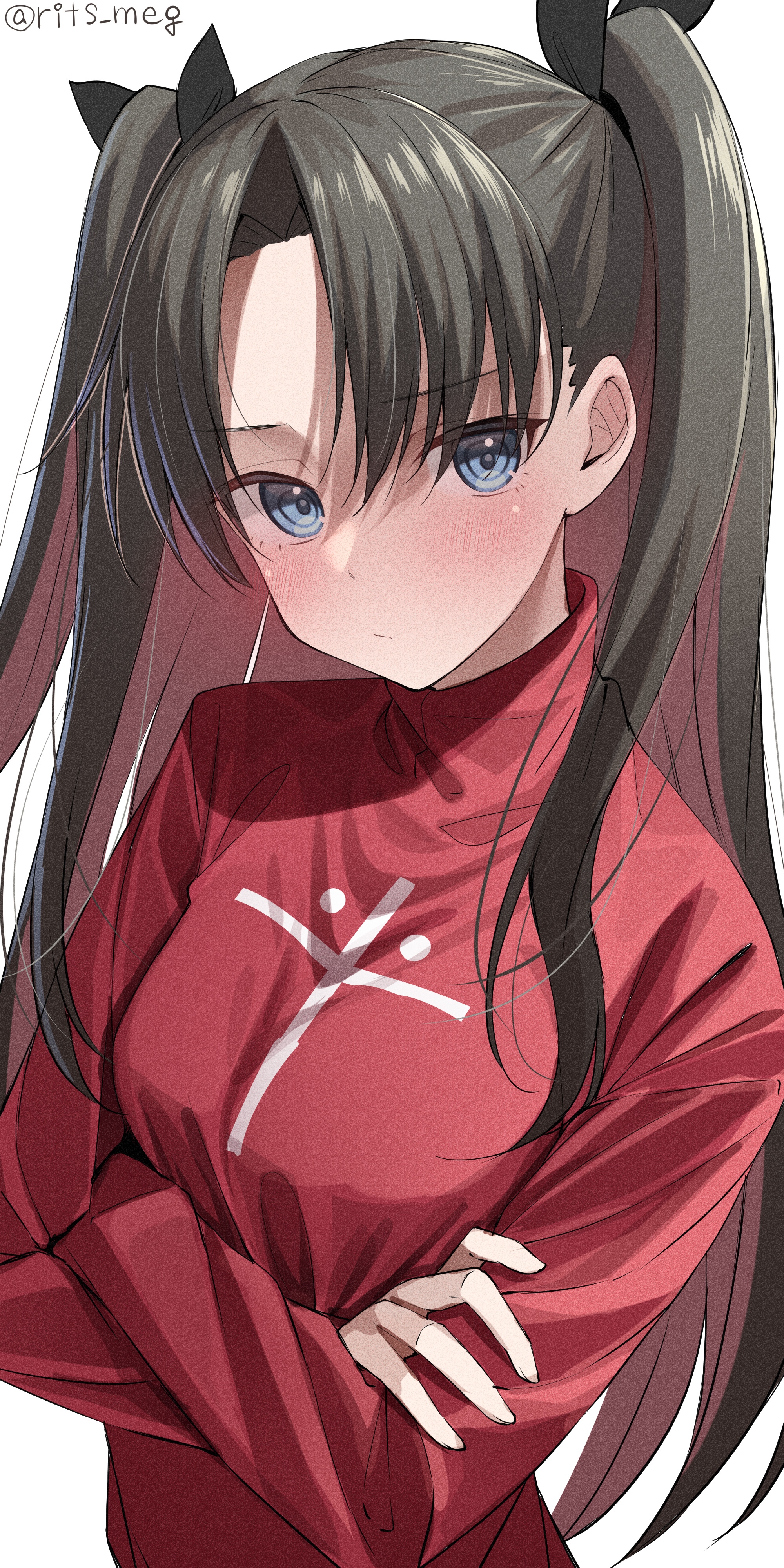 Tohsaka Rin from Fate/Stay Night in red outfit HD Phone Wallpaper